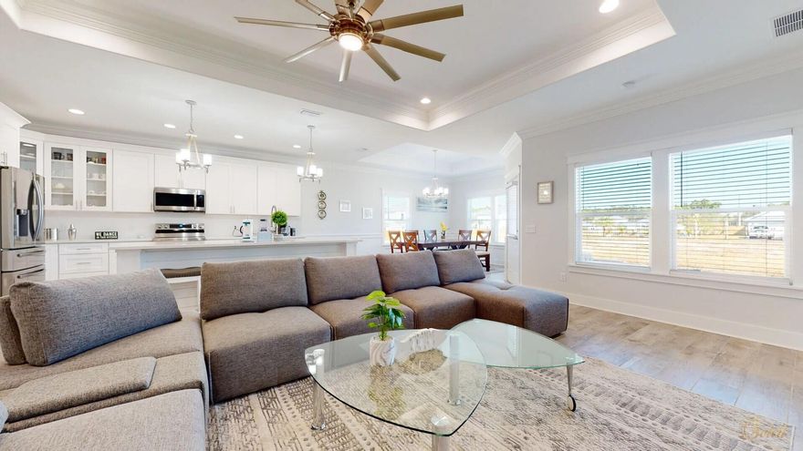 Welcome to Laguna Haven, Panama City's Newest 40 home gated community. Laguna Haven is conveniently located at the scenic and quieter West-end of Panama City Beach- close to 30A and away from traffic and congestion. Florence open floor plan features 4 bedrooms and 2 full baths. Exterior features and cement Hardie backer board siding, paved driveway. ''Tie-max'' System is used to utilize long threaded rods and truss clips to tie and roof to the concrete slab. Step inside to the home to find wood-look porcelain tile throughout the home, 9-10 ft ceiling, great natural light, crown molding, bull-nose corners for those extra touches of elegance and a designer lighting package. Short term rentals are allowed. Construction is complete. Fully furnished.