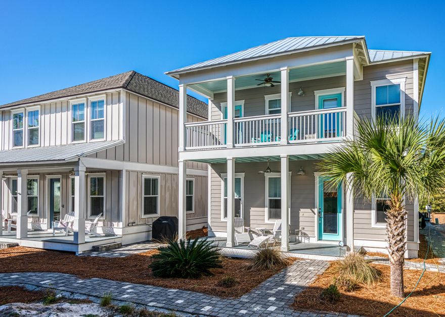 Within walking distance to the beach, located in the community of Serenity at Dune Allen on the West End of 30A. Mainly used by family and friends and is in excellent condition.  A beautiful gourmet kitchen, stainless appliances, gas cooktop, 10 ft ceiling, tankless water heater, shiplap throughout. Three bedrooms, all en suites, include a first-floor master and a generous bunk room which sleeps six in two full beds and two singles. It's super cute and makes the home highly desirable for vacation rentals when not in use by the owner. The attached garage provides ample space for storing bicycles and beach toys with plenty of parking on the driveway.