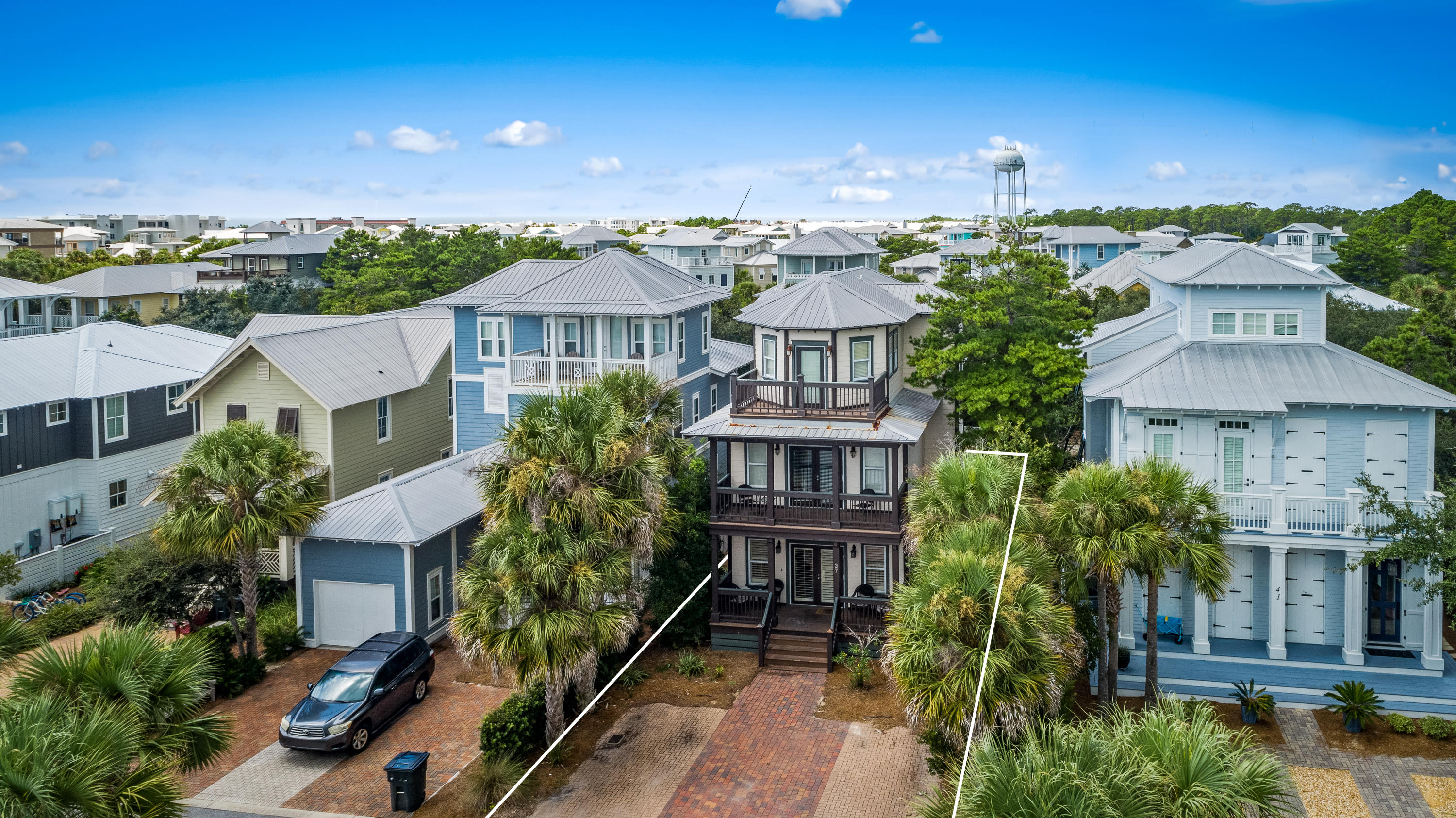 Newly renovated and beautifully decorated home in the heart of Seacrest Beach! This charming home is approximately 100 yards from the 12,000 sq. ft. lagoon pool entrance and green space and is within walking distance to the deeded beach access. Spacious 4 bedroom home has two master suites and two bunk rooms with added trundle and futon comfortably sleeping 12 people. Interior features include hardwood floors throughout home, expansive kitchen with granite countertops, open floor plan, additional third floor living area with wet bar and coastal chic decor. The exterior of the home has six decks allowing plenty of space to relax outdoors.