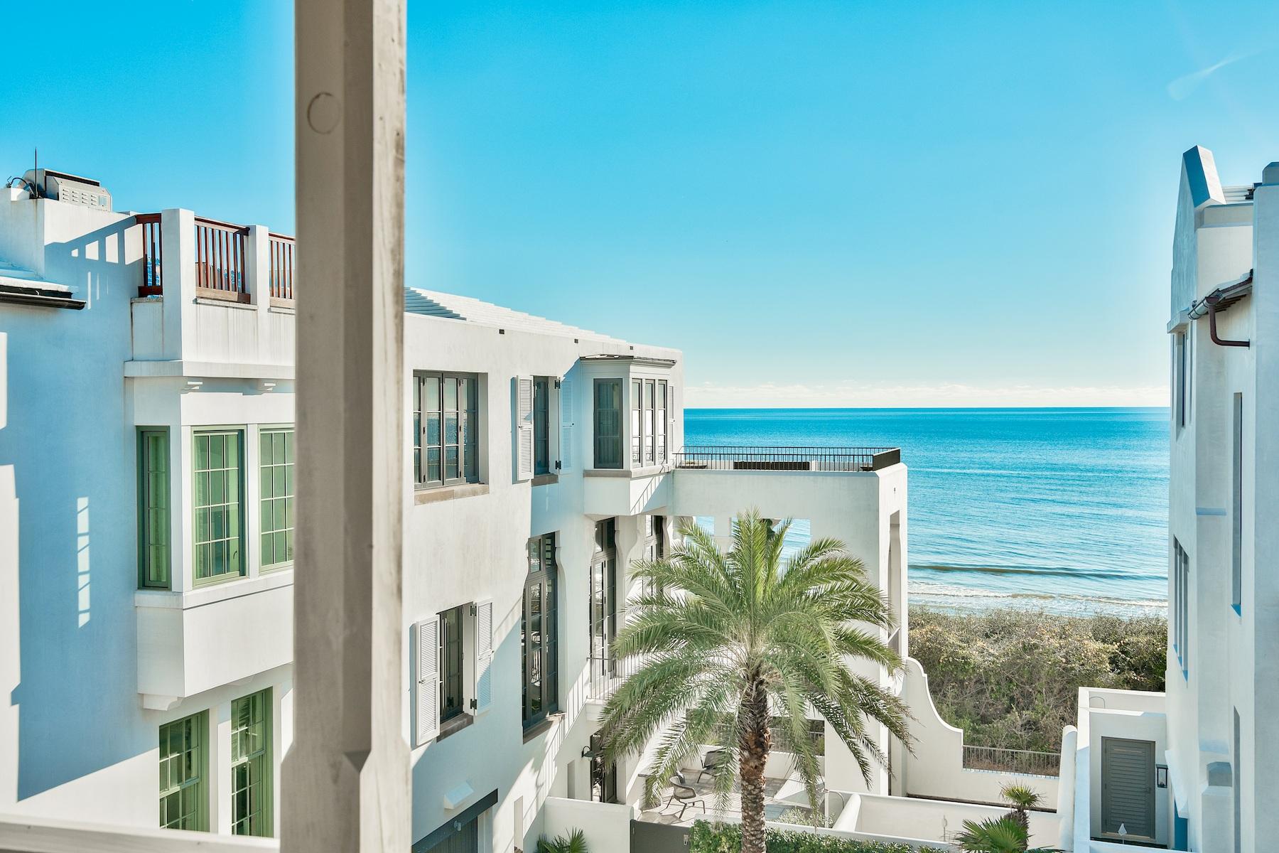 This second tier Khoury Vogt custom design offers direct gulf views from its highly coveted lot location in Alys Beach. Perfectly positioned to capture mesmerizing gulf views from numerous balconies and rooms, 43 Sea Venture Alley is a sophisticated display of finishes and furnishings.