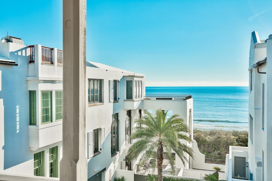This second tier Khoury Vogt custom design offers direct gulf views from its highly coveted lot location in Alys Beach. Perfectly positioned to capture mesmerizing gulf views from numerous balconies and rooms, 43 Sea Venture Alley is a sophisticated display of finishes and furnishings.
