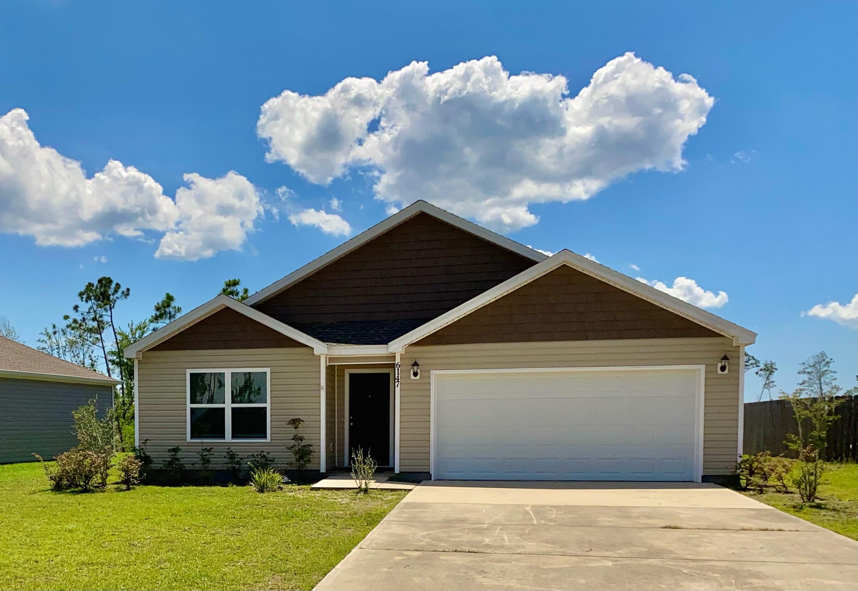CURRENTLY UNDER CONTRACT. SELLER IS TAKING BACK UP OFFERS. BEST PRICE ON THE CALI FLOOR PLAN YOU WILL FIND! 4BD/2BTH home in quiet cul-de-sac, w/over 1700sf of space on one level! Kitchen has walk-in pantry, espresso wood cabinets & island w/breakfast bar. Shared living areas boast vinyl plank flooring & open floor plan. Master suite has separate shower & tub, huge walk-in closet & is set in the back of the home, away from the other bedrooms. 2' faux wood blinds, large laundry, 2 car garage & covered back porch w/ beautiful view of nothing but nature! Both neighbors have fences, so adding gates & back section would provide a fenced in yard desired. Near Tyndall Air Force Base, restaurants, shopping & activities. *All information is approximate & should be verified by buyer if important