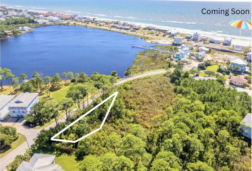 Discover the perfect coastal retreat with this rare vacant lot, nestled on a low-traffic street offering stunning views of the coastal dune Oyster Lake, and the Gulf of Mexico. Located on the serene west end of Scenic Highway 30A, this hidden gem is just steps away from a soon-to-be-completed beach access point. This oversized lot is one of the few remaining opportunities to build your dream home with lake and Gulf views. Enjoy the convenience of nearby dining, shopping, and grocery options, all while living in one of 30A's most desirable areas. No HOA! Plans for a custom home are included, making this an ideal investment for a peaceful coastal lifestyle. Don't miss out!