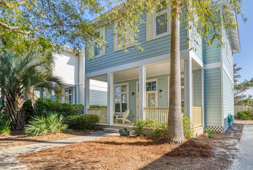 South of 30A Coastal Cottage featuring 4 bedrooms, 3 baths with an open floor plan and 10' ceilings. The first level is spacious with the kitchen opening to the dining and living room. There is also a bedroom and full bathroom on the first floor as well as the laundry room. The second level offers 2 guest bedrooms with a full bath and the large main suite with private bath, walk-in closet, and access to a balcony. The home has a covered front deck for catching the cool, Gulf breeze. There is plenty of space in the back to have a picnic table or grill. This home is the perfect beach home or rental investment. It is ideally located in Blue Mountain Beach on 30A Seaside, Watercolor, and Gulf Place, with miles of bike trails and all the wonderful shops and restaurants along Scenic Hwy 30A