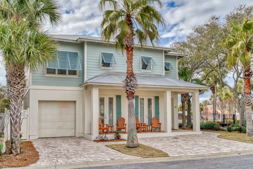 This spacious and stunning deluxe sized beach home features both modern amenities and architectural character in a fantastic, gated beach community. Your friends, family and vacationing guests will enjoy PRIVATE BEACH ACCESS, a luxurious private heated pool w/ waterfall and an oversized courtyard w/ gas grill and fireplace. A short term rental machine boasting a phenomenal rental history - this is the one you've waited for! The tall ceilings and open living concept is on display from the first step in. The Chef's Kitchen host endless countertops, custom backsplash, stainless steel appliances and storybook cabinetry. Shiplap walls, tile floors and gorgeous dark flooring throughout. This home boasts a 1st and 2nd floor master suite. Take in dreamy sunsets from the 2nd floor balcony.