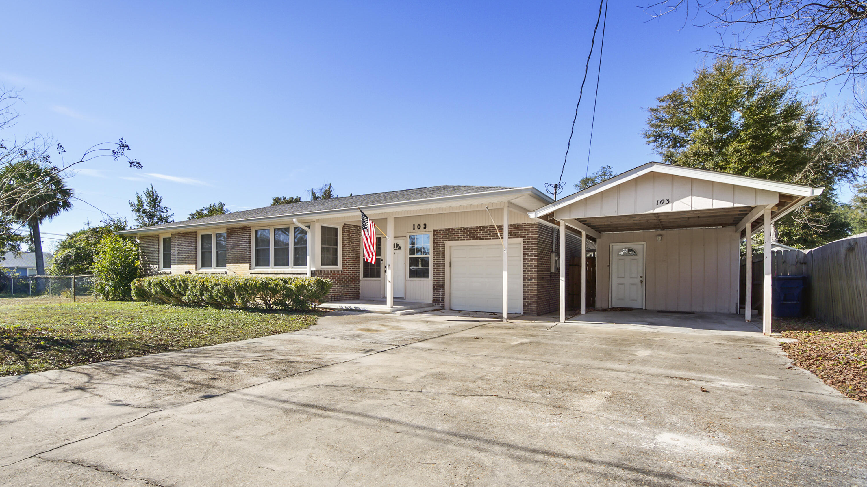 Looking for a great deal in the Cove? Look no further - 103 N Cove Ave in Panama City, FL should be your pick! Take a look at this absolutely charming home! This brick, 3 bedroom, 1 bath home with hardwood floors, functional kitchen and bathroom has so many extras! There's a mudroom off the kitchen, perfect for a huge walk through pantry - relocate the washer dryer to this area, extend the kitchen - your only limitation is your imagination! You'll love the adorable breezeway between the house and the garage. Where, again, you can make this into the cutest family room, entertainment room, so many options. And! That's not all! There's a one car garage attached through the breezeway AND a separate building that would make a great ADU (accessory dwelling unit) - air b and b, cont click more Mother in law house, sky is the limit here! Beautiful corner lot, oversized driveway with 2 carports - one attached to the garage - one attached to the detached building/workshop. Cherry St was just paved and is a great thoroughfare. The Cove is one of Panama City's oldest historic neighborhoods and it's location is very central - in close proximity to shopping, Ascension Sacred Heart Hospital, and all that Panama City has to offer. Don't miss out on this rare opportunity to own a piece of history with modern conveniences. (all sizes approximate and taken from public records, buyer to verify any details buyer deems important).