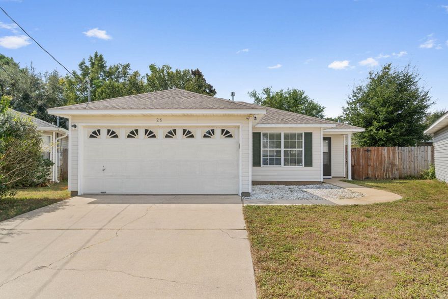 Conveniently located with 5 minutes to Hurlburt Field. This would make a fantastic primary residence, second home, or investment property with no HOA! Don't miss out on this lovely 3 bedroom, 2 bath home with updated new roof in 2021, LED lights, new switches, fresh paint, newest HVAC system and recently air duct cleaning service. Enjoy the semi-open floor plan with tile floor thought-out the house. The kitchen space is roomy with an eat in kitchen space, that leads out the back door. In the backyard, area enjoy relaxing and/or entertaining on the large back deck, overlooking a private fence. Enjoy a great sized master bedroom with a walk-in closet and the other two bedrooms are also nice sized with ample closet spac