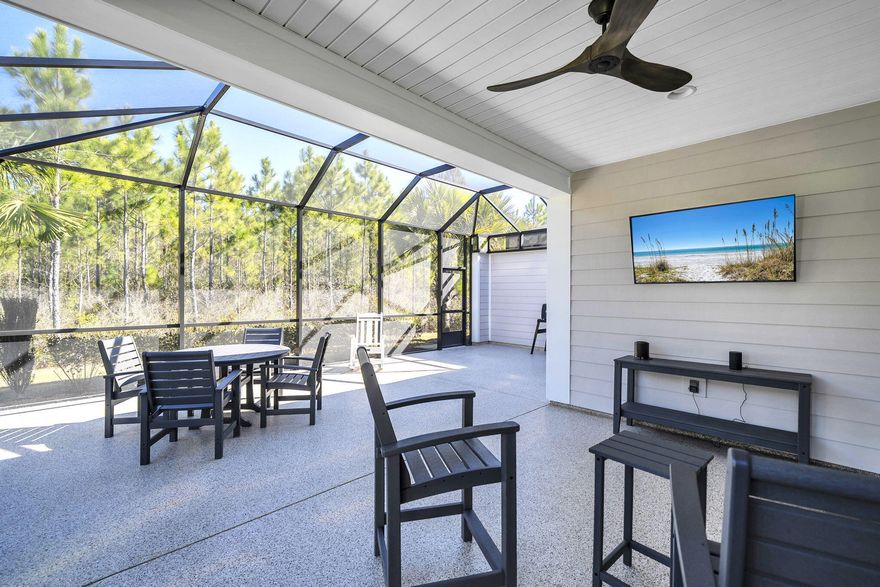 This Tortola model villa takes ''move-in ready'' to a whole new level. Offered fully furnished with brand-new LazyBoy pieces throughout--some still with the tags--this 2-bedroom, 2.5-bath home truly checks all the boxes. An extended lanai maximizes outdoor living and backs to a peaceful preserve, offering privacy and a serene backdrop. Inside, you'll find all the upgrades buyers ask for: no carpet, easy-maintenance finishes, and an upgraded kitchen and a washer and dryer already included. And yes--the golf cart is already in the garage. Just bring your toothbrush and your favorite beverage. Located in the 55+ Latitude Margaritaville Watersound community, this home comes with a lifestyle that's as easy as it is fun. The HOA maintains the yard, so weekends are for pickleball, resort-style pools, and sunset rides - not mowing or weeding. Whether you're locking the door to travel or settling in to enjoy the day-to-day amenities, this is true maintenance-free living done right.