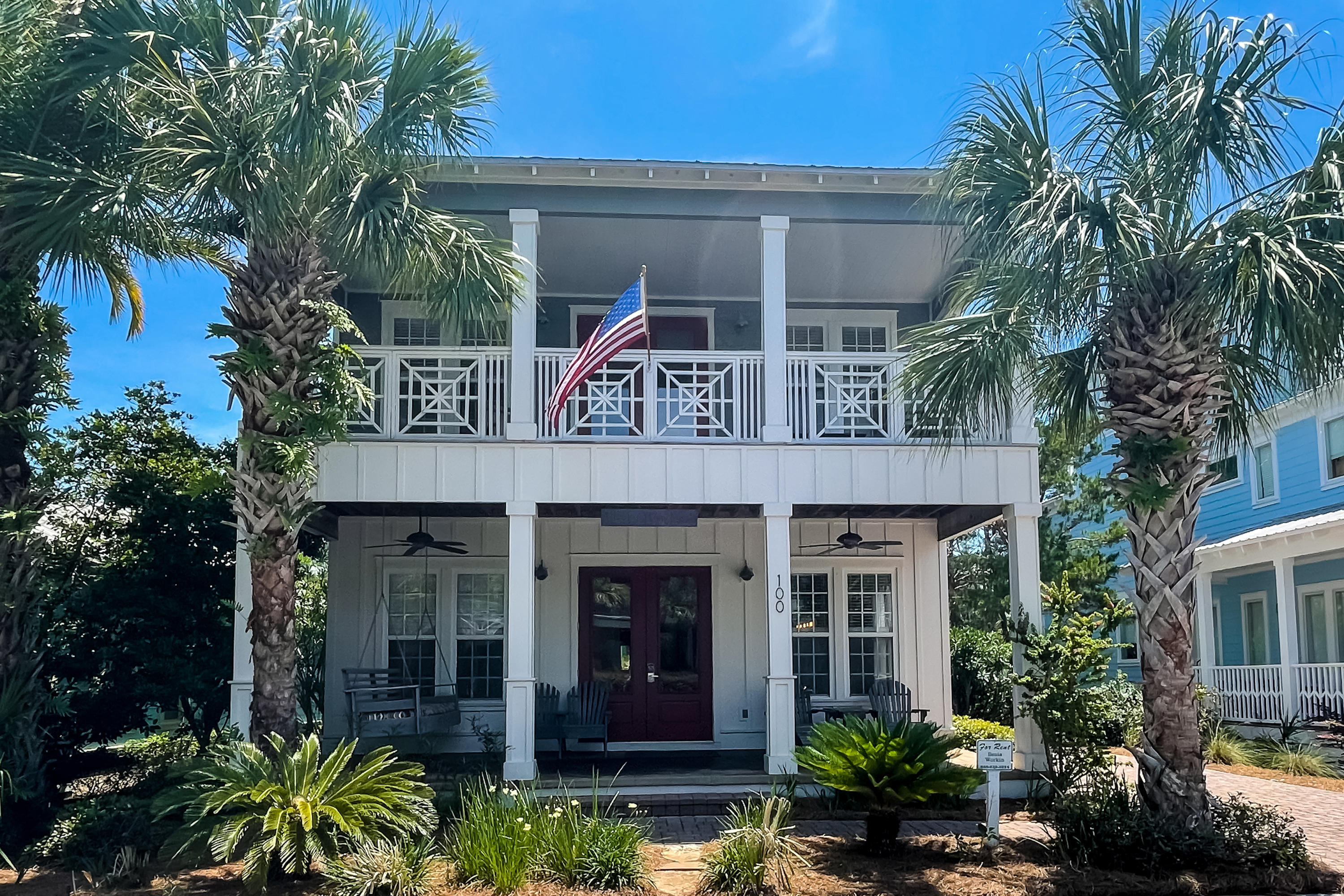 With four oversized porches and outstanding curb appeal, you can live the laid-back beach life you have always wanted but still be in the middle of all the fun right here in Seacrest Beach. Located only one block over from the famed resort pool, 100 Beach Bike Way has 4 bedrooms, 3 1/2 bathrooms, is nearly 2600 sqft, sleeps up to 12 people and is a great vacation rental home. Walk inside to find a massive open-concept living and dining space, and a fully stocked kitchen with stainless appliances. The owners have updated most of the furniture and recently painted the inside too, so it is rental ready for summer and beyond. It is also a perfect combination floor plan, with two huge master bedrooms upstairs
