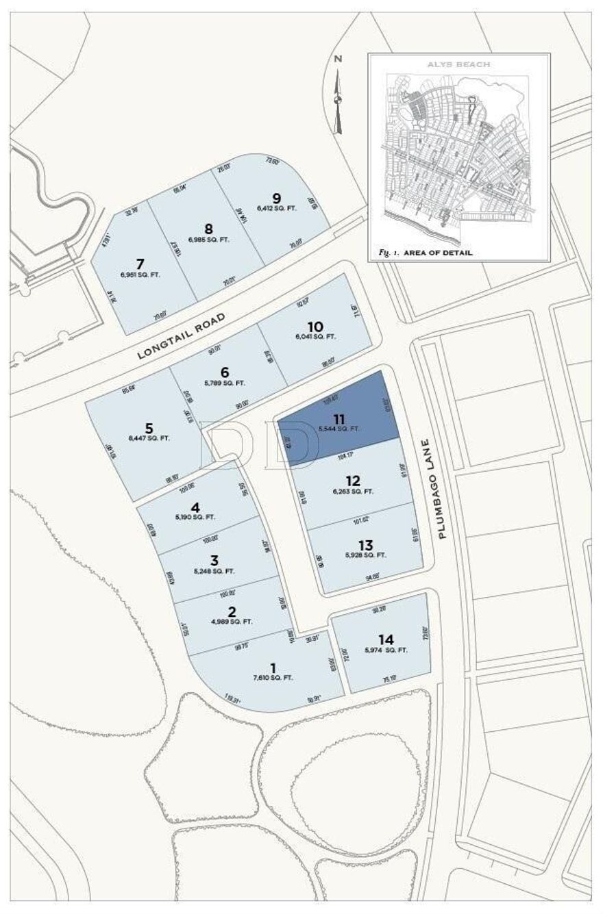 Corner homesite North of 30A.  Entered for comp purposes.