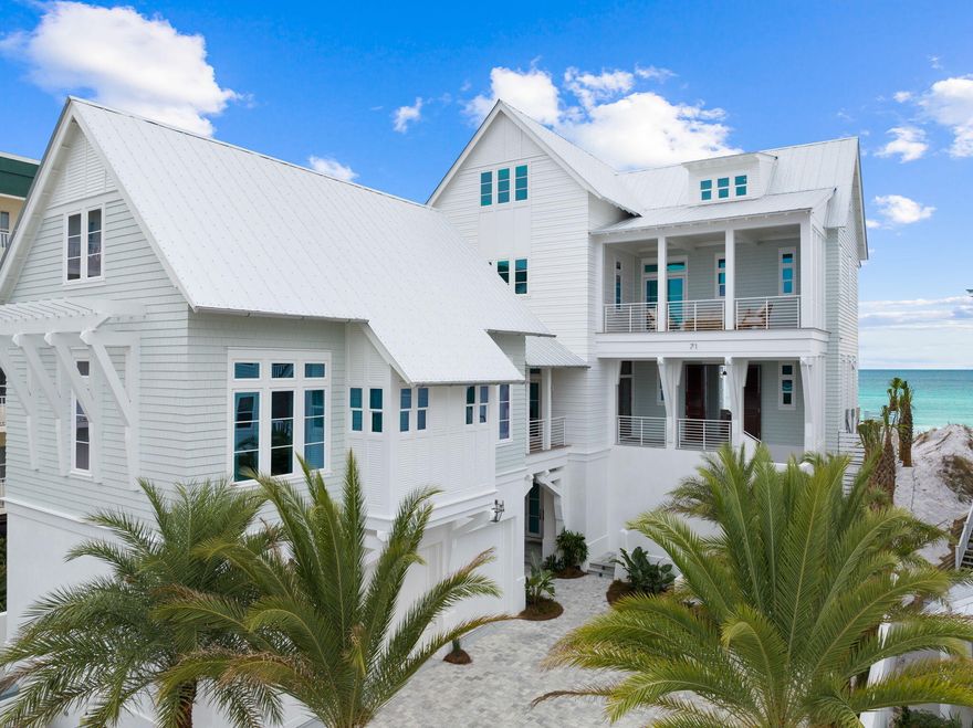 A Gulf-Front Legacy Estate on Scenic 30A!Introducing 7,911-square-foot of Gulf-front masterpiece set along the pristine white sands of Florida's Emerald Coast. Designed by renowned architect Geoff Chick and impeccably curated by celebrated interior designer Ashley Gilbreath, this extraordinary residence captures the essence of refined coastal living in the heart of Seagrove Beach. Spanning four levels and encompassing eight bedrooms and eleven baths, this private estate offers a rare balance of secluded retreat and grand-scale entertaining. With 68 feet of coveted private Gulf frontage, every day begins with the gentle rhythm of waves and ends with sunsets that paint the horizon in breathtaking color.The outdoor experience is nothing short of spectacular. A heated saltwater pool over- looks the Gulf, creating a serene vantage point where sky and sea converge. Expansive terraces invite effortless entertaining, while a fully appointed outdoor kitchen sets the stage for elegant alfresco dining beneath the stars. A three-car garage and charming carriage house add both convenience and versatility to this remarkable coastal sanctuary.
Exterior: Coastal Architecture at Its Finest
Set on an expansive 0.6-acre Gulf-front homesite, this four-story architectural statement blends timeless coastal elegance with modern luxury. Its commanding presence is balanced by natural textures and thoughtful design that harmonize with the surrounding seascape.
Outdoor living takes center stage, with sweeping terraces that extend the home's living spaces toward the horizon. The heated saltwater pool glistens against the backdrop of emerald waters, offering year-round enjoyment in a setting that feels both tranquil and grand. From sunset gatherings around the outdoor kitchen to quiet mornings overlooking the Gulf, every exterior detail has been crafted to elevate the experience of beachfront living.
Interior: Curated Luxury and Timeless Design
Inside, the home unfolds into a world of refined sophistication and effortless comfort. The interiors, masterfully curated to reflect a seamless blend of classic elegance and contemporary coastal style. With over $1 million invested in furnishings and design, the residence is offered fully furnished, delivering a move-in-ready experience worthy of its remarkable setting.
The second floor serves as the heart of the home, where a stunning chef's kitchen and expansive living area flow effortlessly onto Gulf-front terraces, the pool, and outdoor kitchen--creating a seamless connection between indoor and outdoor living.
Above, the third-floor primary suite offers a private sanctuary suspended above the shoreline. Floor-to-ceiling views of the Gulf create a serene retreat where luxury and nature exist in perfect harmony.
The fourth floor offers another sitting area, private junior master suite with Gulf views and a game room/workout room with lots of storage and additional space. Every detail throughout the residence--from bespoke finishes to panoramic coastal vistas-reflects an unwavering commitment to craftsmanship, design excellence, and uncompromising quality.
More than a residence, this is a generational coastal estate--an opportunity to own one of the most remarkable Gulf-front homes along Scenic 30A.