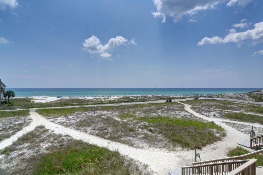Small complex, BIG views from this 2Br/2.5Ba townhome in Seagrove Beach. Whether you want a rental property or a 2nd home you'll be happy in this townhouse with a large deck on the main level and a balcony right outside your master bedroom door. Magnificent Gulf views and direct beach access out your back door!!! Out with the old and in with the new, freshly painted, new sliding doors upstairs and downstairs. Open living room, dining and kitchen combination. New flooring downstairs and new carpet up. Covered parking under the Townhouse with laundry room and extra storage make this unit a great value for a rental investment or a true second home owner. Be sure to see the aerial video under Virtual Tour. Room dimensions are approximate and should be verified by the buyer.