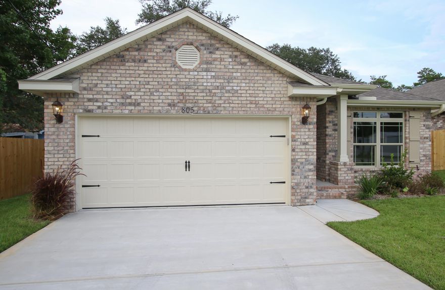 This house is not built out of sticks or straw. So the big bad wolf can huff and puff and blow as he may, but will not blow this one down. Brand new all brick home in Fort Walton, Close to the water, close to schools, shopping both bases. Features: Features: 9' & 10' Ceilings All Brick Exterior  Open Semi-Split-BedroomPlan  Designer Cabinetry  Granite Counter-tops. Cultured Marble Vanities  Large Porcelain Tile Tray Ceiling with Crown Molding in Master BR High-Efficiency A/C, and Rear patio