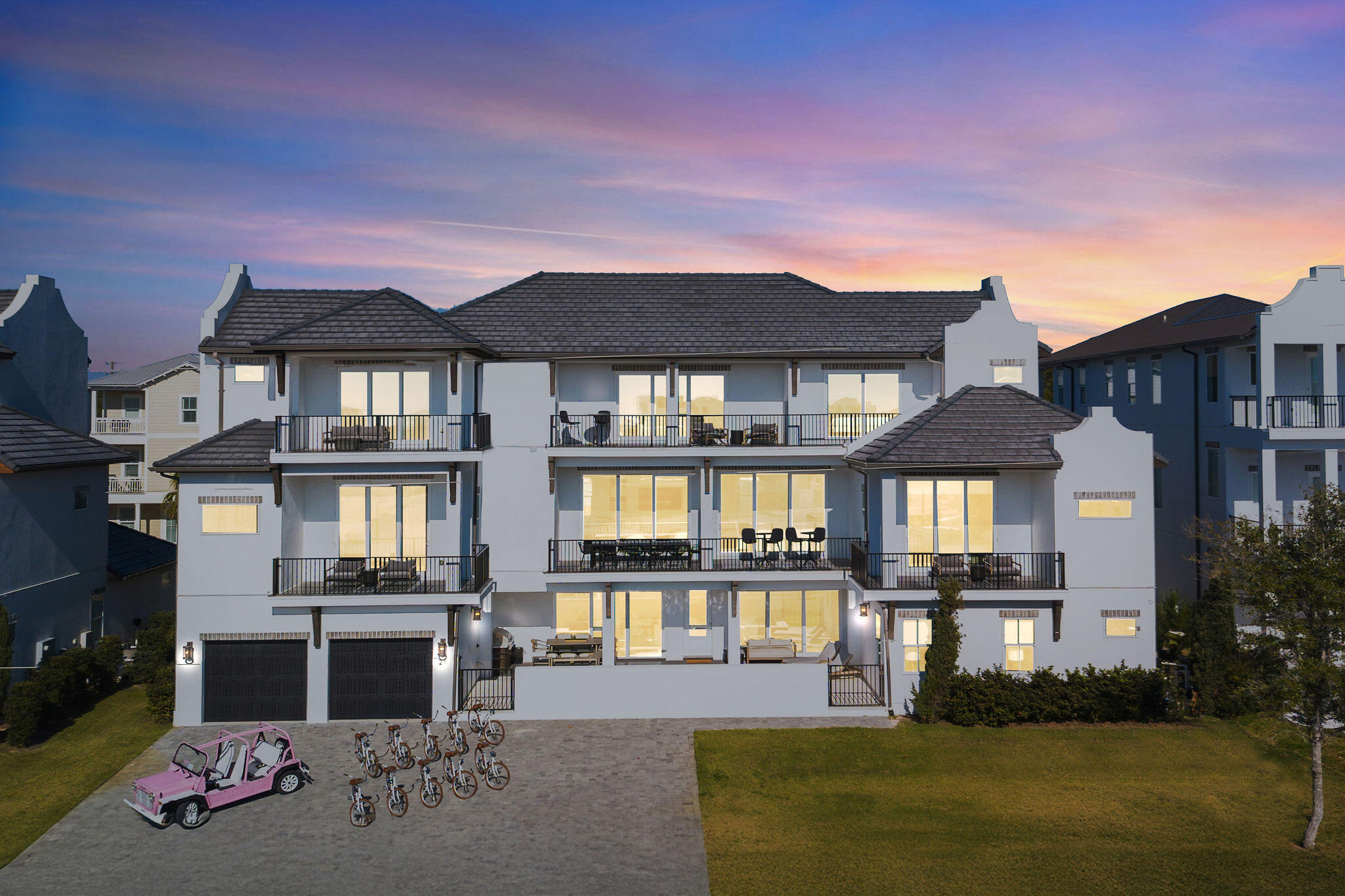 Checks Every Box: NO HOA!, Gulf views, sleeps 24, 10 bedrooms, 11 bathrooms, private heated pool, pink Moke included, giant rec/game room, 5 driveway spaces, elite location. Using Bonus Depreciation an investor can obtain over $1,000,000 tax deduction in 2025. This home can handle multiple families and is completely turn-key ready and in immaculate condition. Seller did a complete head-to-toe refresh including furniture, decor, and window treatments. Luxury finishes throughout including ceiling beams, marble, custom bunks and pool waterfall. The first floor open concept with sliding doors creates the perfect beach vacation atmosphere. All the work has been meticulously done for you and this asset is ready to produce. Everything you see is included, don't wait for interest rates to drop. All information and dimensions to be verified by buyer.