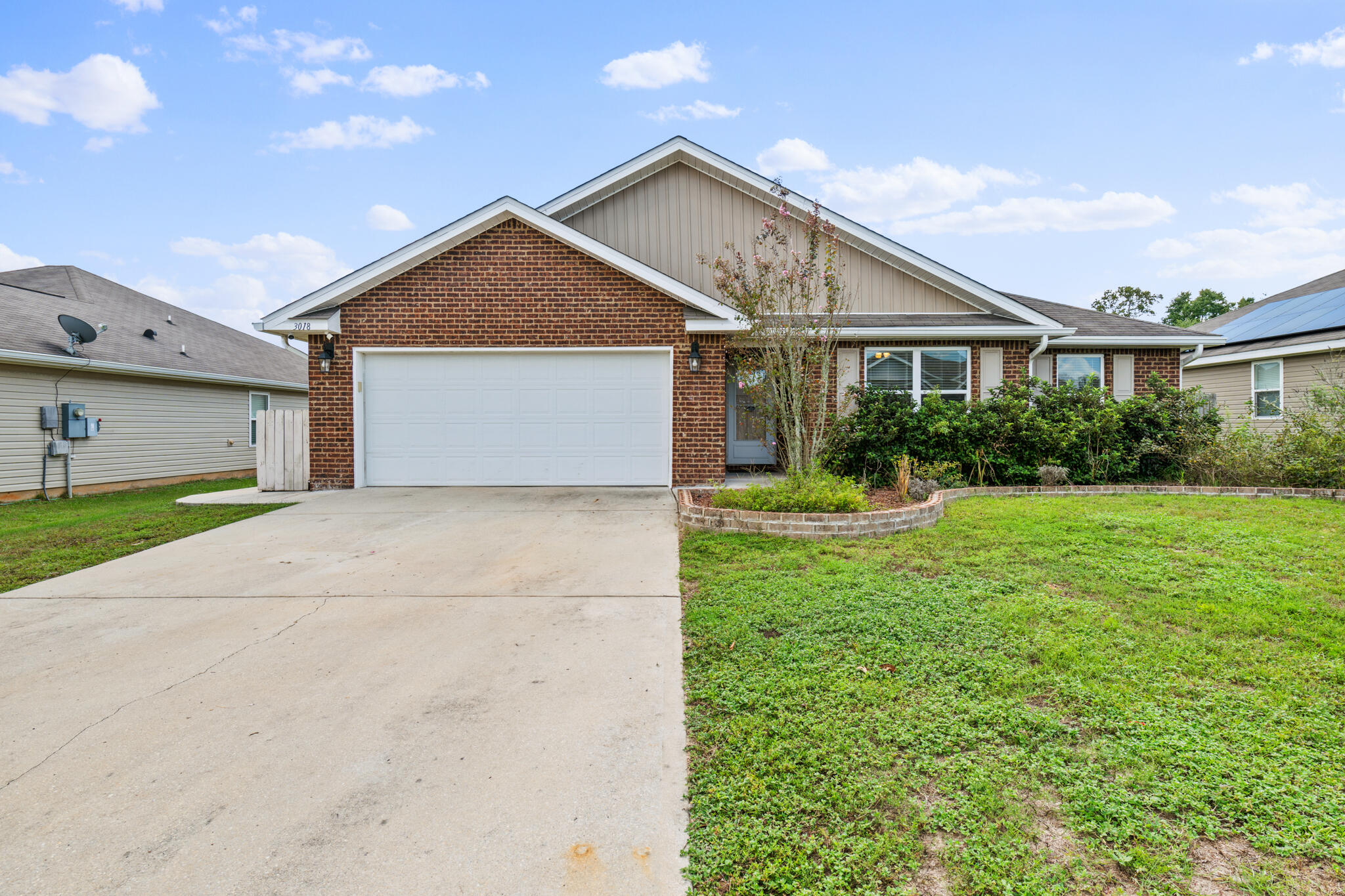 Welcome to this stunning 4-bedroom, 2-bath home located in the highly sought-after Partridge Hills neighborhood of Crestview! Built in 2016, this beautiful 1,891 sq. ft. residence offers modern living with thoughtful details throughout. As you enter, you'll be greeted by a spacious open floor plan, perfect for entertaining. The kitchen features stainless steel appliances and a large kitchen island, seamlessly flowing into the dining and living areas. The master suite is a private retreat with a large walk-in closet and an en-suite bathroom with dual vanities. Three additional bedrooms provide plenty of room for family or guests.Step outside to enjoy the expansive backyard, perfect for outdoor activities and gatherings. Situated in a quiet neighborhood yet close to school, shopping and dining, this home offers the best of both worlds.  Don't miss out on the opportunity!  Roof, HVAC, Water Heater are all 2016, Washer & Dryer convey with the sale. 