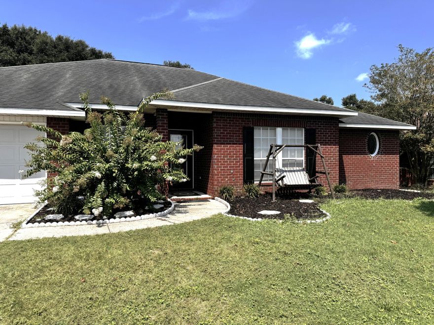 Welcome to this beautiful brick ranch-style home, offering an open floor plan and designated areas for comfortable living. One of the only homes featuring 4 bedrooms, 3 bathrooms, and two versatile bonus spaces, this home is designed to fit your Floridian lifestyle. Upon entry, the open concept floor plan presents a front room that can serve as a home office or a formal dining space, giving you options to create a delegated area based on your exact needs. The kitchen offers granite countertops, ample cabinetry, and plenty of space for all your cooking utilities. Tile flooring adds both style and durability throughout the main living areas. An adjacent dining space provides room for family dinners, gatherings, and entertainment. The primary en-suite, located at the front of the home, separated from the additional three bedrooms, offers a private retreat for relaxation, comfort, and serenity. The en-suite presents a double vanity, tub/shower combination, and two closets, one being a large walk-in. Two additional bedrooms are found as you walk through the family room to the back of the home, along with a linen closet, and shared full guest bathroom. Separated by french doors, an additional bonus room privately leads out to the backyard. This space can be utilized as an additional fifth bedroom, craft, theater, or play room. The final fourth and spacious bedroom is secluded in the back of the home, with access to a third bathroom. Since outdoor living is a must, the home presents a large backyard, perfect for gatherings, outdoor play, or simply relaxing and enjoying the Florida sunshine. Full of potential, space, and a desired floor plan, this home will exceed your checklist. Located in a wonderful community and close to downtown Crestview, you'll enjoy both convenience and a welcoming neighborhood feel. This home combines classic charm with modern updatesready for you to move in and make it your own. 

