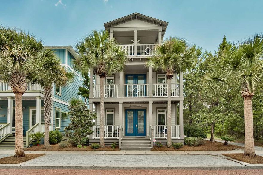 ''GOOD VIBRATIONS'' from the moment you walk into your sunny perfect Beach oasis! The BEST floor plan! Each of the 4 bedrooms has an ensuite bath and private balcony. Living, dining and kitchen conveniently on 1st floor, along with queen bedroom. 2nd floor has 2 spacious master suites. 3rd floor, another huge bedroom. Enjoy sunrises and sunsets from your covered balcony and wet bar on the 3rd floor. Superbly furnished with all new flat panel TV's, including 3D TV with Bluetooth in living area. Located on Seacrest Beach walking trail, easy walk or bike ride to Rosemary Beach, Alys Beach and all the fun and entertainment, fine dining, shopping on Scenic Hwy. 30A. Tram picks you up for short ride to resort style lagoon pool or the emerald waters and sugar white sands of the Gulf.