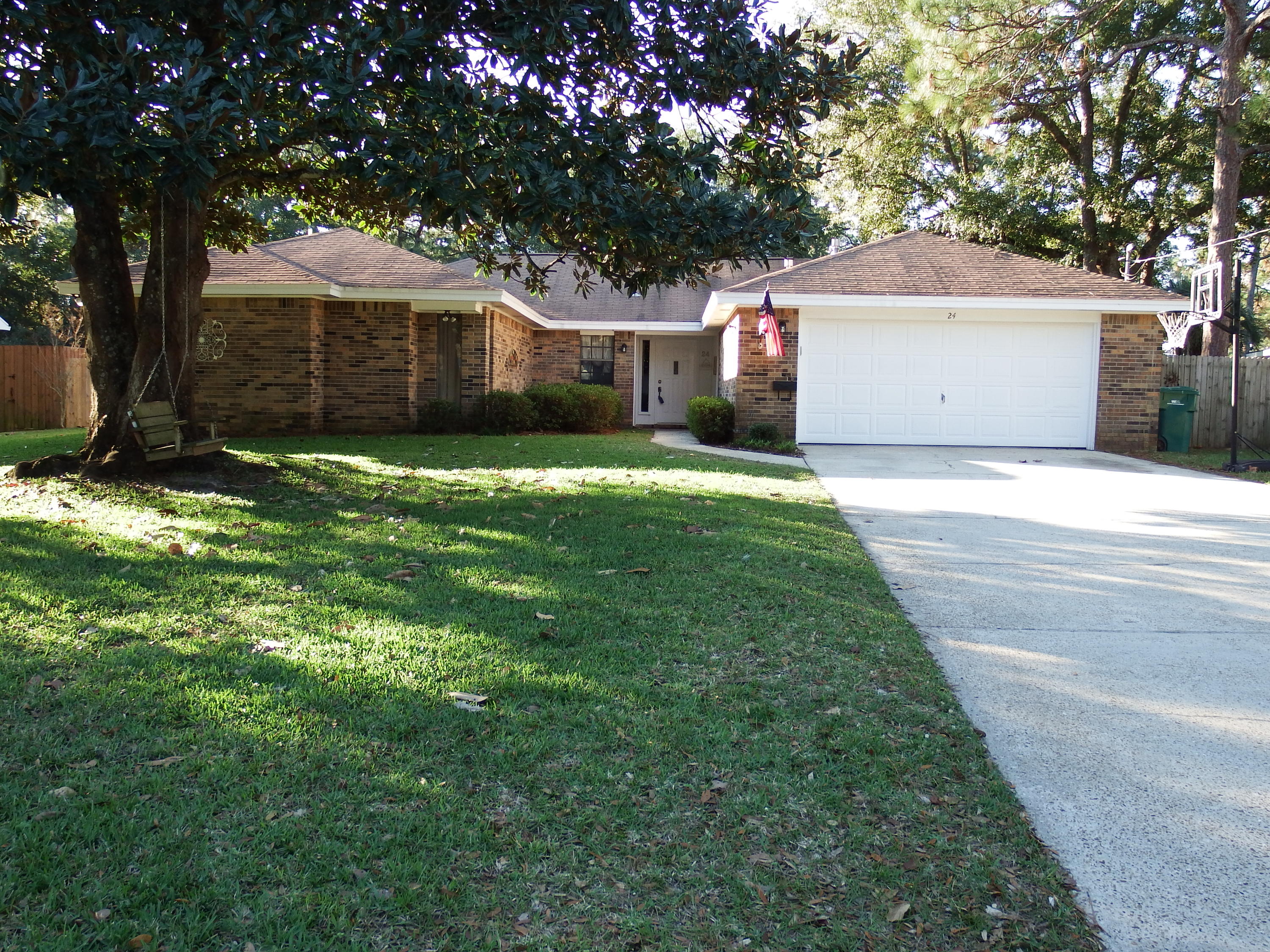 Welcome home to your spacious 4 BR/2 BA all brick home! Not only is this home located just minutes away from Eglin AFB, restaurants, local schools, parks, and shopping--it's also situated on over 1/3 acre lot, which boasts gorgeous Magnolia trees great to shade you from the Summer sun! In case that's not enough, you can head out to the backyard and take a dip in your in-ground pool!Once inside, you'll be greeted by a spacious living room complete with wood-burning fireplace.All bedrooms feature hardwood floors and the rest of the home is tile throughout.The kitchen/breakfast room combo features all new cabinets/hardware, spacious walk-in pantry, and the refrigerator with built-in ice maker stays!The Master Bedroom is so large, that it features 2 separate seating areas, 1 compl ete with built-in bookshelves! The Master Bath features a separate shower, double cultured marble vanity, and sunk-in whirlpool tub! Plus 2 skylights, linen storage, and a large walk-in closet!
Just outside of the Master Bedroom and Living Room is a 6x5 Wet Bar perfect for those evenings of entertaining!
The laundry room has entry into the garage and the washer & dryer convey!
The 2nd bathroom features a cultured marble shower/tub combo and skylight!
The FL room has french door access to the backyard as well as access to the 4th Bedroom (also with exterior side yard access).
The backyard has a yard building and the swing set, outdoor dining set (table and 4 chairs), and grill with natural gas hookup all convey!
There is NO mandatory Homeowner's Association, but residents have the opportunity to become members of the Longwood Park Association granting park/picnic area & waterfront access for a minimal yearly fee.
This home is protected by a termite bond through Bryan Pest Control, which is transferable upon sale of the home AND the sellers are offering a One Year Home Warranty! Don't miss out on this opportunity: Call today to schedule your own private viewing!