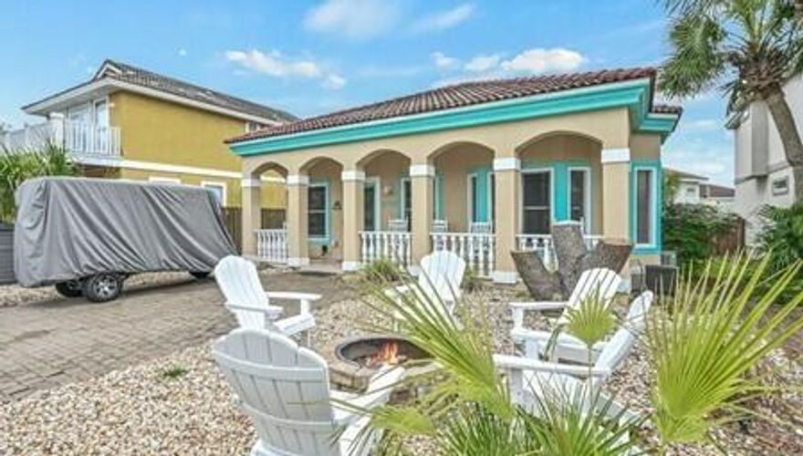 Great 3 bed/2 bath vacation rental in Terra Cotta Terrace.  Comes fully furnished along with a hot tub.  New HVAC unit has been installed.  Just a short walk to the gated, private beach access.  Inside you will find an open & bright floor plan with wood look tile flooring throughout and a spacious kitchen equipped with stainless appliances and a breakfast bar. The large back deck is where you will find the hot tub and out front is a firepit with Adirondack chairs and a large covered porch; plenty of options to relax after a day at the beach.  Amenities include a community pool, volleyball and tennis courts.  Conveniently located to great restaurants, shopping and fun activities for both kids and adults.