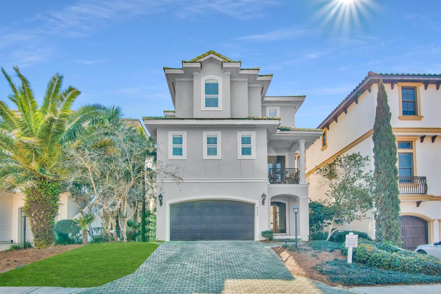 Engulfed in a completely renovated and upscale beach decor - this one of a kind coastal Mediterranean home is ideally located in the highly sought after community of Destiny by the Sea.  Featuring gulf views from the 2nd and 3rd floor, this home is surely to wow from a rental standpoint or be positioned as a favorable second home option behind the gated entrance to the neighborhood.  This home features an open living that encapsulates the ultimate beach lifestyle with wide porches and constant breeze from the beach.  With prominent positioning in Destiny by the Sea, you'll feel at home with the full 7 bedroom offering.  It features 6 large bedrooms with 5 full bathrooms and an additional bunk room off the master and additional bonus room.  This home is currently approved as a 7 bedroom