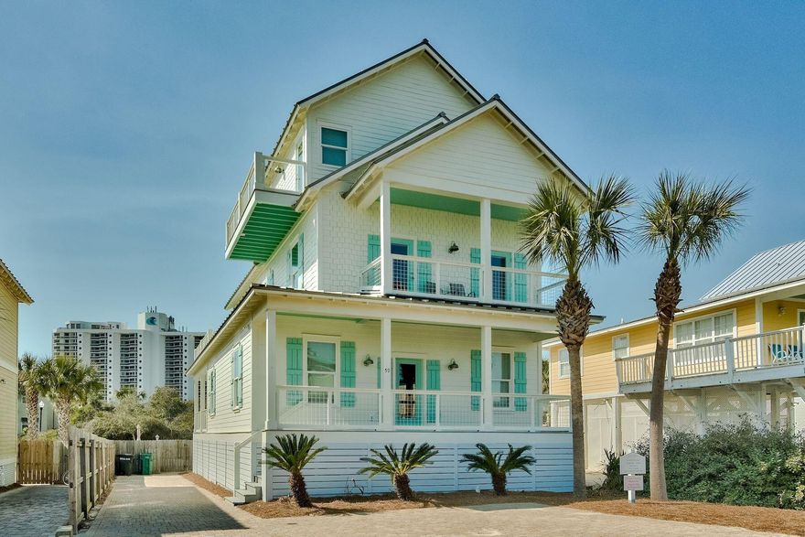 This rental machine is one of the best options on the market today for investors looking for solid ROI figures. 59 Alamo currently boasts over $167,000 in gross rentals for 2021 with additional weeks still available to book up. This incredible beach house was built for entertaining and is located just 3 lots from the deeded beach access for Alamo Street homeowners. All three floors offer access to the scenic outdoor views or the Gulf of Mexico via private balconies or porches. Parking is plentiful and proximity is ideal for those who like to walk to local restaurants or ride bikes down the beachside path. The dual master suites are an added bonus for anyone who wishes to have ample sleeping space along with the convenience of ensuite bathrooms. The additional bedrooms provide plenty of...