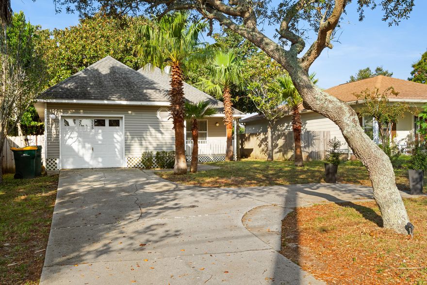 Enjoy the Good Life in this quaint, tastefully updated 2 bedroom, 2 bathroom home.  Walk into the inviting Living room with your wonderful fireplace to enjoy those evenings with a good book as the living room features a beautiful built in bookcase.  The cathedral ceiling creates and trayed ceiling adds a spacious feeling.  This home has a great use of space!  Come see what this home has to offer in the heart of Destin.  You won't be disappointed.  Buyer to verify all dimensions and information.