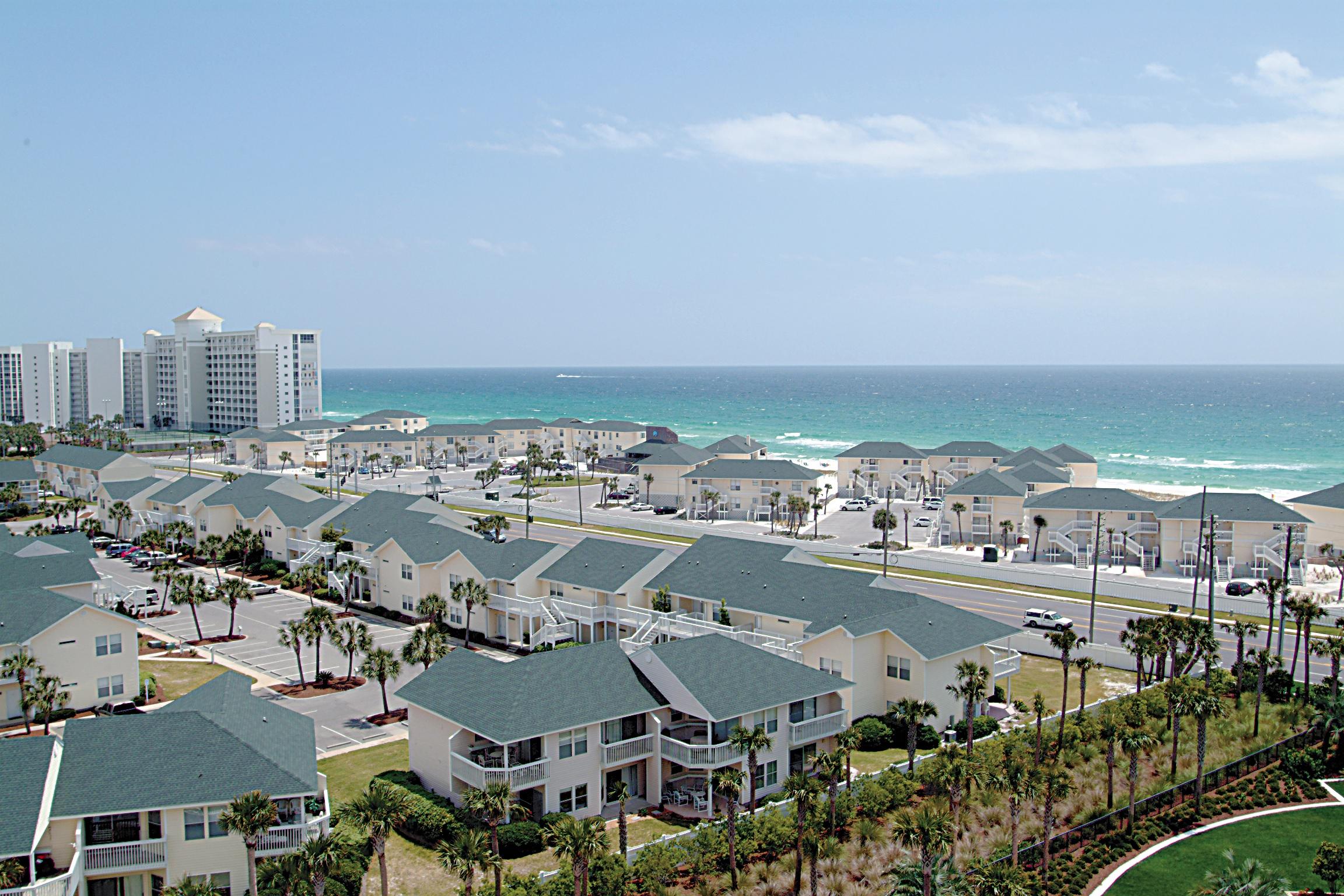 Sandpiper Cove occupies 40+ acres at the east end of Destin Harbor, spanning from Highway 98 to 1,100 feet of beachfront ... built in ''beachy'' 2-story woodframe architecture in a pedestrian-friendly plan ... with a 1,000-ft boat canal with alongside docking ... boat ramp ... boat slips for lease in harborfront marina ... 9-hole pitch-and-putt golf ... 6 tennis courts ... 5 pools (one with 3 hot tubs) ... highly regarded Louisiana Lagniappe restaurant at harborfront ... pedestrian-controlled traffic signal to cross the street to the beach ... beach pavilion with Rick's Sand Trap snack bar ... The studio quad occupies a choice location just across the street from the beach in the southeast corner of the harbor side of the tract ... Come see this studio unit!