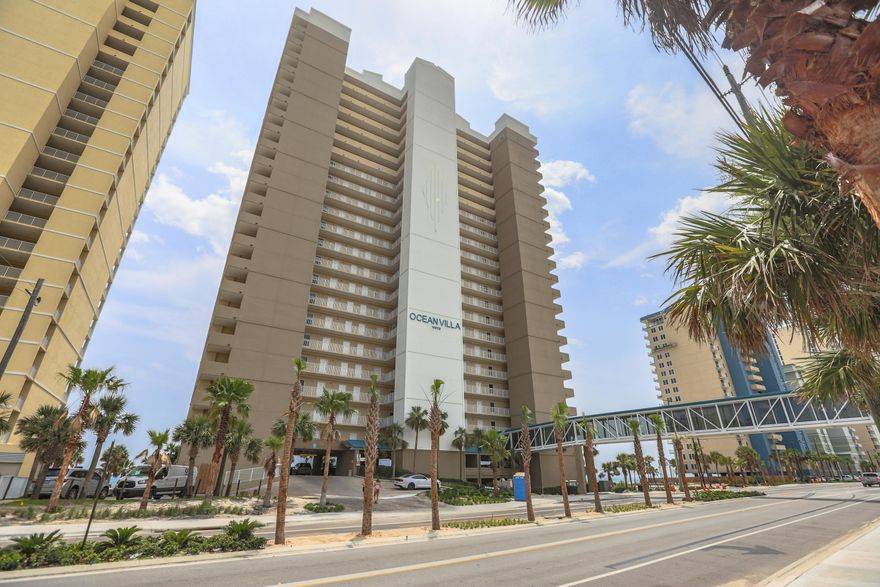 RENOVATED!!! Gulf Front, end unit, 2BR/2BA Condo located on the World's Most Beautiful White Sand Beaches & Emerald Coastline. Largest sq ft unit in complex with extra large 271 sq ft bowed balcony. New flooring, new furniture & artwork, crown molding. Owners storage unit right outside your front door. Close to Shopping, fine dining and entertainment. Ocean Villa is a low density complex with a lot to offer. Palm trees and tropical plants adorn the entry into complex. Parking garage under complex as well as walkover to second parking garage. Don't miss out on this one!