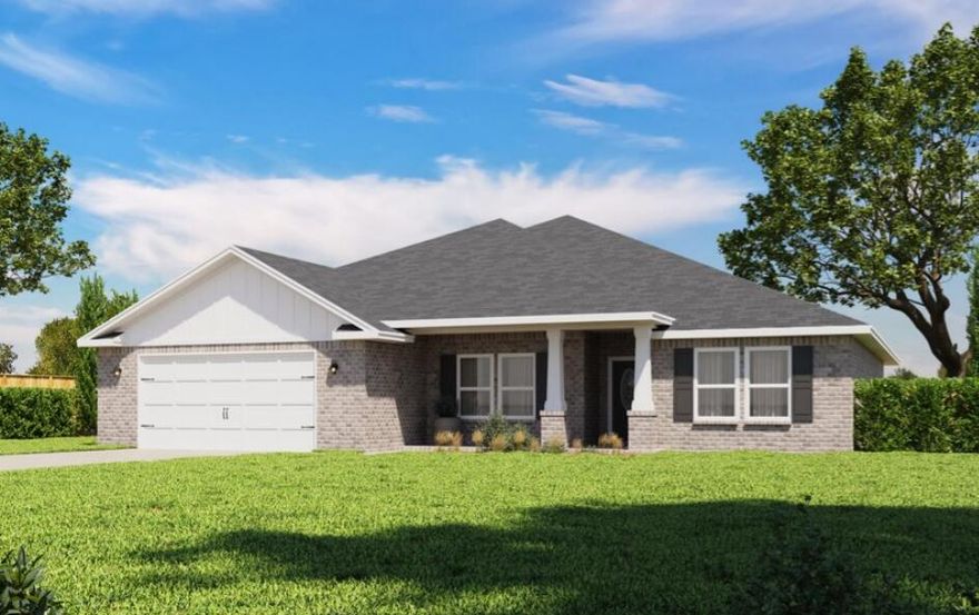 NEW CONSTRUCTION! No HOA! Estimated completion is May 17th, 2024. Seller pays for ALL CLOSING COSTS including prepaids, AND the seller will give the buyer a $10,000 credit towards upgrades and/or INTEREST RATE BUYDOWN. Free backyard Privacy fence. Buyer must use the builders preferred lender! Welcome to this inviting 4-bedroom, 3-bathroom brick home designed with an appealing open floor plan. It also includes a large bonus/flex room that could be seen as a office or den. This floor plan is perfect for hosting gatherings, and gives extra living space for families. The expansive living room seamlessly connects to the dining area and well-appointed kitchen. Luxurious touches, featuring scratch and water-resistant Luxury Vinyl Plank Flooring throughout the main living space. The kitchen is a chef's delight, boasting stainless steel appliances, granite countertops, convenient bar seating, solid wood soft-close cabinets and drawers, all accented with elegant brushed nickel hardware. The free-flowing layout leads to the grand master suite. The master bathroom is a haven of relaxation, complete with a garden tub, a separate all-tiled shower with dual shower heads, double vanities, and two generously-sized walk-in closets. Conveniently situated just off Hwy-87, this home provides easy access to restaurants, shopping, A+ schools, and the pristine shores of Navarre Beach. Call today to learn more and secure additional details! Photos are of a similar home. Explore the 3D tour for a closer look!