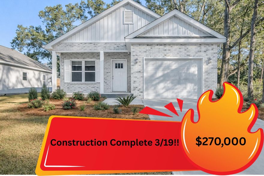 5 days until COMPLETION!!!!! (03/19/2026)Crafted, not mass-produced. This single-story, brick custom residence showcases true stick-frame construction and intentional design at every turn. Built with pride, precision, and longevity in mind. Featuring 3 bedrooms, 2 baths, and a 1-car garage, this home stands apart through upgraded lighting, refined finishes, and meticulous attention to detail rarely found in production builds. From the thoughtful layout to the elevated craftsmanship, every element reflects quality over quantity. Designed for buyers who value substance, durability, and timeless appeal, this is not a tract home. It's a purpose built home created to be lived in and admired. Added Bonus-- $10,000 paid toward closing costs!