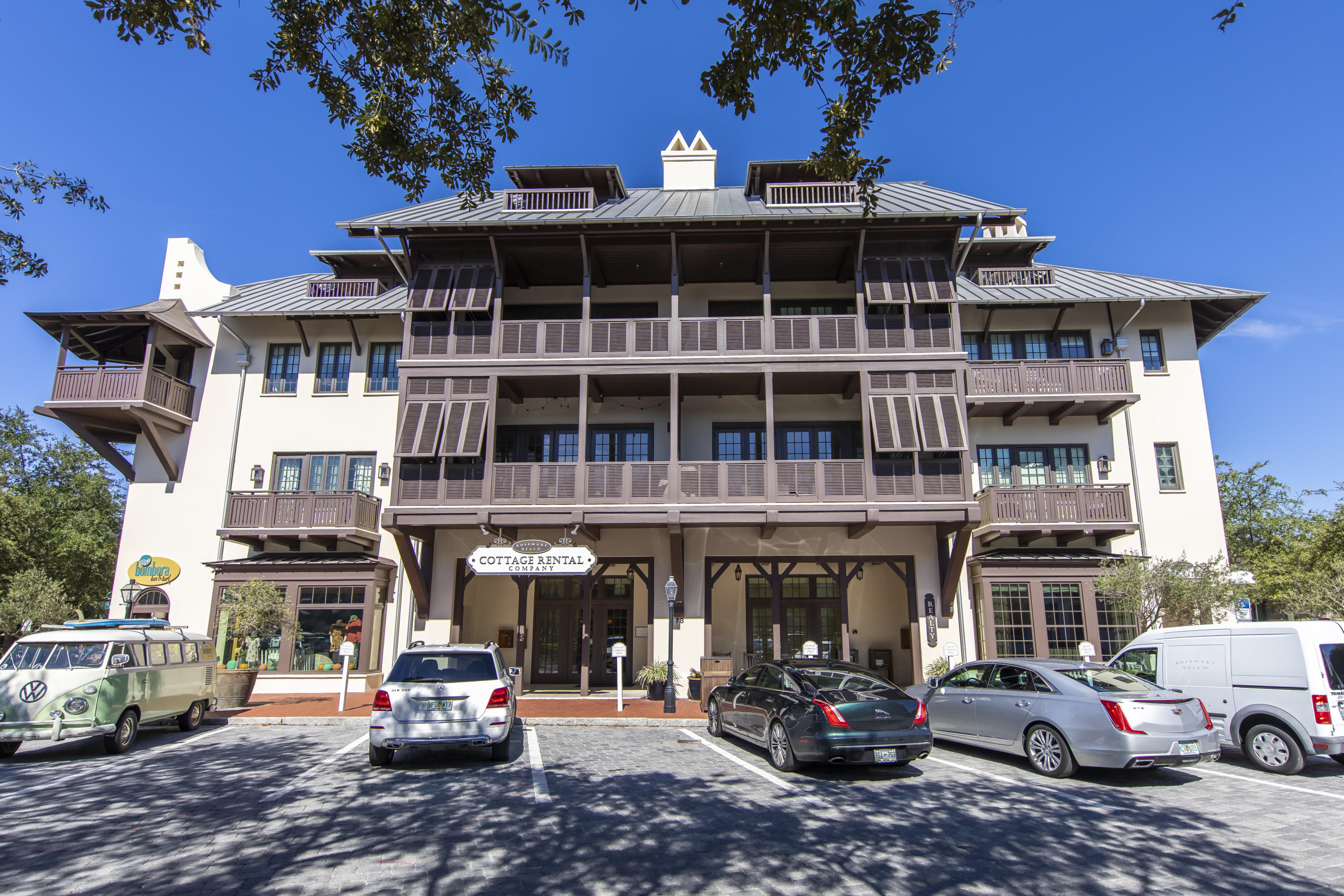 This gorgeous condo with a designated underground parking spot in heart of Rosemary Beach offers a spacious 3 bedroom, 3.5 bath. It was transformed by Memphis designer Lee Pruitt and presents a stunning, clean design with signature beach palette. The open floor plan has a chefs kitchen with Viking appliances, marble countertops, plenty of cabinet space and large walk in pantry. The dinning room features an impressive Italian Venini glass chandelier and seating for 8 and leads to the living room with plenty of space for the entire family and balcony over looking Rosemary. The master suite has a large sitting area, walk in closet, private balcony and gorgeous bath with custom wall coverings,