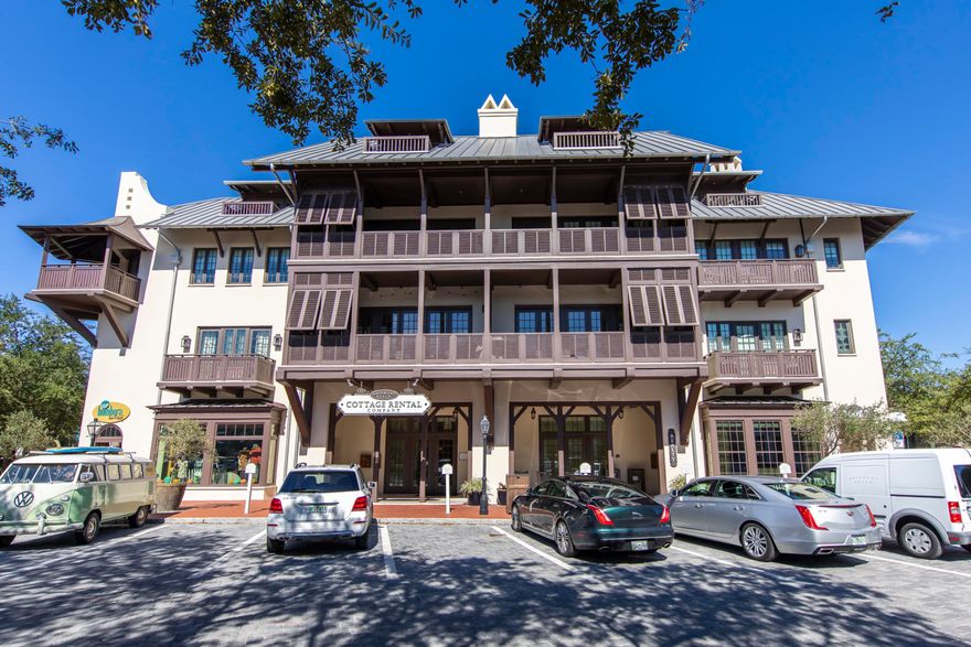 This gorgeous condo with a designated underground parking spot in heart of Rosemary Beach offers a spacious 3 bedroom, 3.5 bath. It was transformed by Memphis designer Lee Pruitt and presents a stunning, clean design with signature beach palette.  The open floor plan has a chefs kitchen with Viking appliances, marble countertops, plenty of cabinet space and large walk in pantry. The dinning room features an impressive Italian Venini glass chandelier and seating for 8 and leads to the living room with plenty of space for the entire family and balcony over looking Rosemary.  The master suite has a large sitting area, walk in closet, private balcony and gorgeous bath with custom wall coverings,