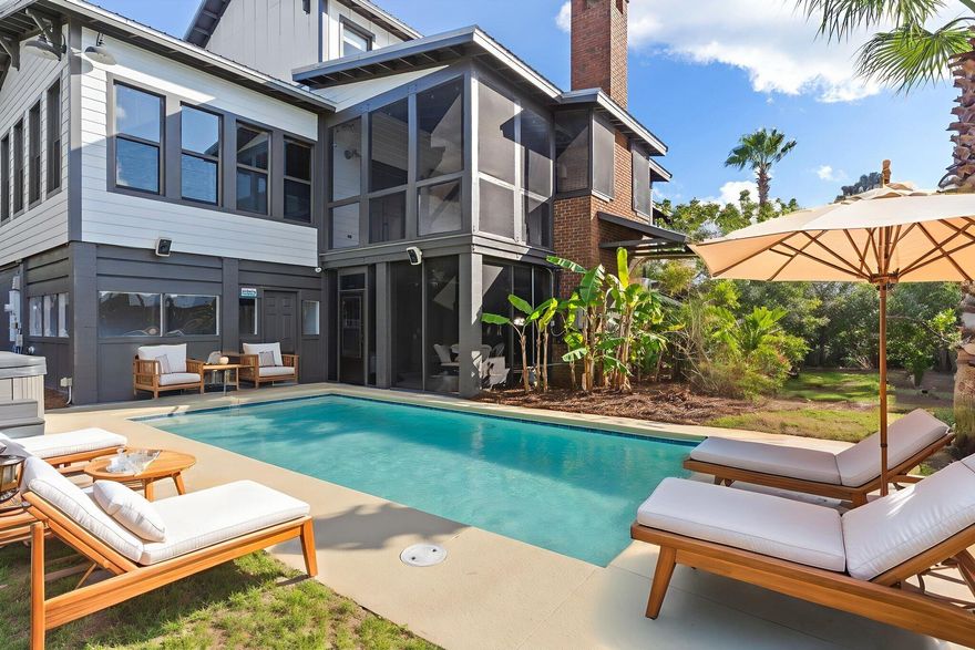 Tucked away on a spacious corner lot in the coveted Gulfview Heights neighborhood, this exceptional River Camp-style residence blends rustic character with refined comfort across an expansive 4,800 square feet. With 3 bedrooms, 4 bathrooms, and a flex space that could be an office or bunk room this home is a rare find along 30A.Thoughtfully designed with warm wood accents and open-concept living spaces, this home features expansive screened porches that invite the outdoors in--ideal for morning coffee, sunset cocktails, or simply soaking up the serene surroundings. Whether you're hosting guests or enjoying quiet family evenings, the seamless flow between indoor and outdoor spaces makes this home a true retreat.Step into your private backyard oasis, complete with a custom pool and spa-- perfect for relaxing after a day at the beach or entertaining under the stars.The home is set adjacent to protected conservation land, offering added privacy, natural views, and a peaceful setting rarely found this close to the Gulf. For car lovers or multi-purpose use, the heated and cooled garage provides space for up to 5 vehicles, a unique feature that adds both convenience and value.Notable historical touches include countertops crafted from a 100-year-old barn in North Carolina, and deadhead pine floors that glow with a rich patina. Embrace coastal river camp-style living in a neighborhood without HOA restrictions, making it one of the most desirable locations near the beach. Don't miss the chance to call this enchanting property home, where every detail tells a story of quality, history, and modern comfort.