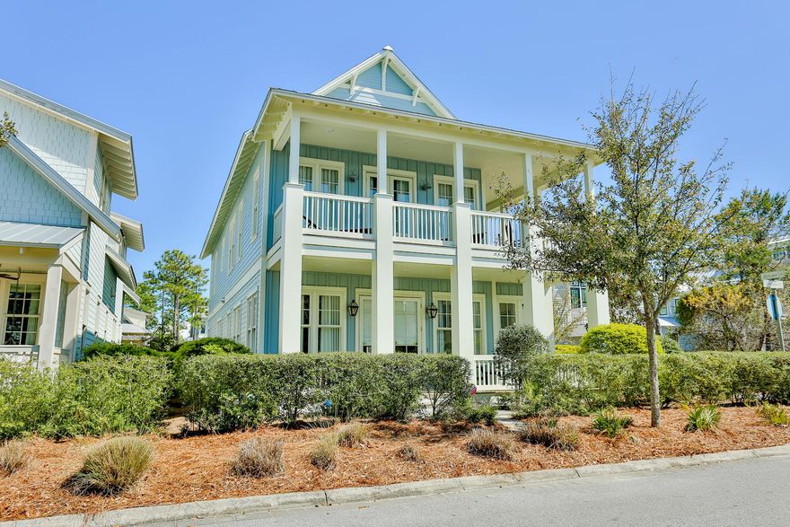 Tucked away on a quiet section of Cove Hollow, this like new Romair built home in Phase III of Watercolor has a very livable floor plan. Large kitchen, living and dining areas open onto the front porch. First AND Second floor masters, and an additional living area on first floor. Three bedrooms upstairs, plus hallway bunks. Wraparound porch on second floor and screened porch on the first floor give you plenty of outdoor space for relaxation after a day on the beach. Easy stroll to the frog pool and to the bridge to Phase I. Home features fine finishes such as wide plank hardwood flooring, shiplap walls, Wolf range, carerra marble and custom tile. Beautifully decorated and sold furnished.