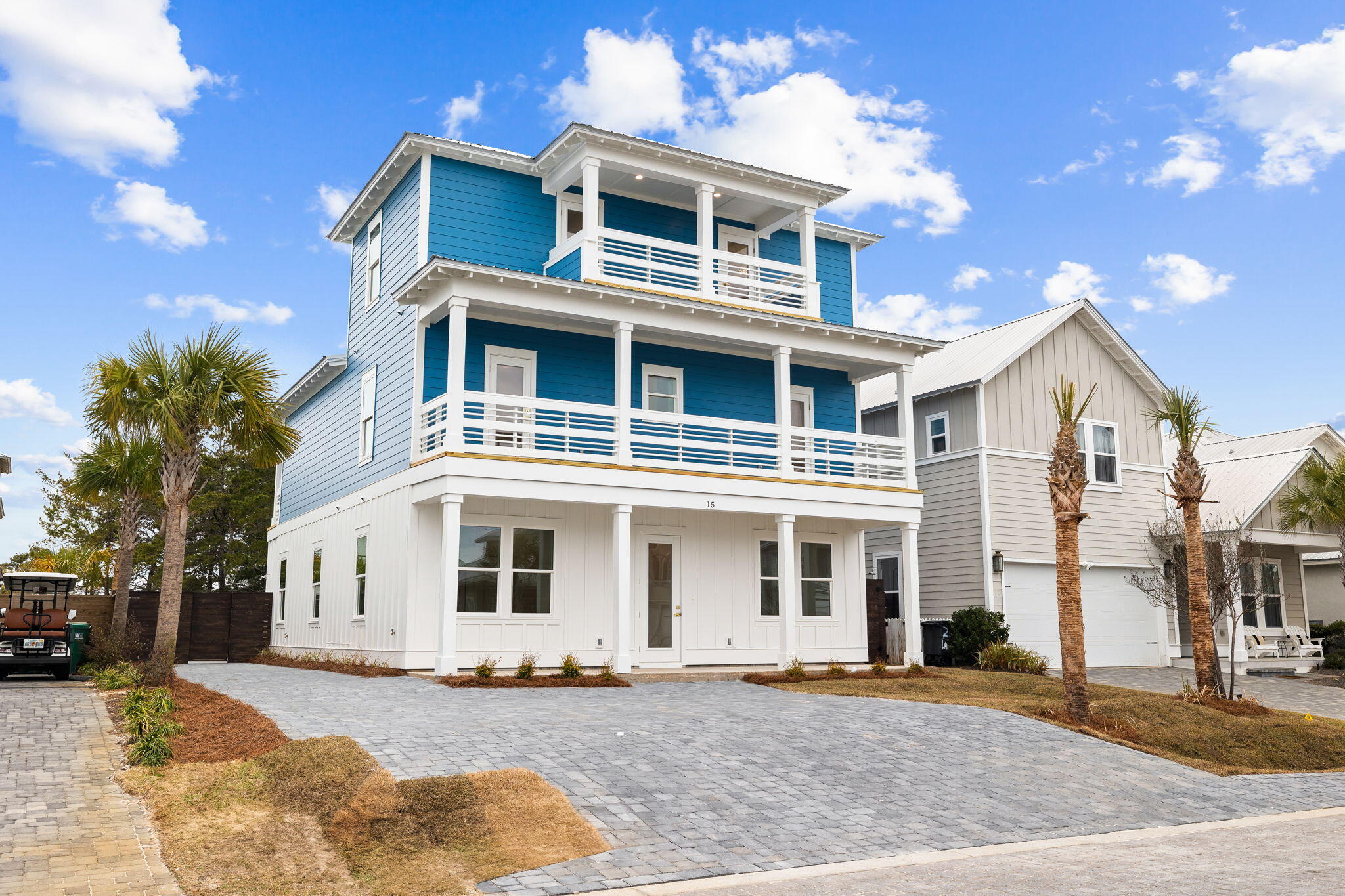This brand new construction boasts a lucrative investment opportunity in the Villas of Frangista with deeded beach access. This spacious home features 7 bedrooms all with ensuite baths plus an additional half bath on the first level. The 1st floor also boasts a master suite, complemented by an open floor plan that seamlessly integrates the kitchen, dining, and living areas. The 3rd floor showcases a wet bar and game room, perfect for entertaining. Step outside and experience true coastal living at its finest. Take a dip in the private heated pool, perfect for a refreshing swim or lounging under the warm Florida sun. This property offers the perfect blend of coastal living and investment potential with annual rental projections of $194,000.