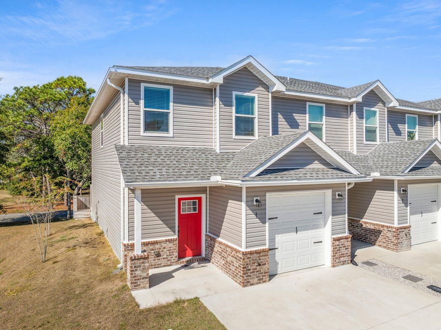 back on the market, no fault of the seller. with a strong offer, seller offering up to 5k in closing cost. 2020 Townhome development, less than less than 2 miles from Eglin AFB. This home features granite countertops, crown molding, & tasteful tile and modern bathrooms. The first level is an open floor plan with appealing LVP Flooring. The kitchen has a granite center bar, stainless steel appliances open to the dinning and living areas. Plan a cookout on your private deck out back with privacy fencing. Contemporary finishes throughout the home. Ideal as a primary home or investment property. Schedule your appointment today!