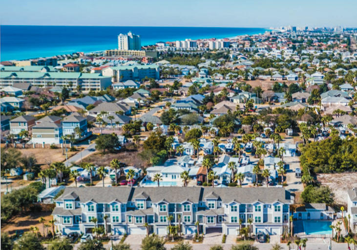 Brand new construction in Miramar Beach, less than a 3 minute walk to the beach and built to maximize return on investment! Driftwood Drive is a 20 unit complex with 2 floor plans. The 4 bedroom floor plan has porcelain tile on the first floor and a large bedroom with built-in bunks, tons of storage, and bathroom. The second and third floors have real oak hardwood flooring and balconies throughout with trex decking and aluminum rails. The kitchen boasts AristaCraft soft-close cabinets, granite counter tops, stainless steel Frigidaire Gallery appliances, and a large maple wood island table. All units have 9 foot ceilings, 5 -1/4'' crown molding, impact glass windows, 2 sets of washers/ dryers (1st and 3rd floor), 3 Carrier heat pump air conditioners (one per floor), LED light bulbs throughout,