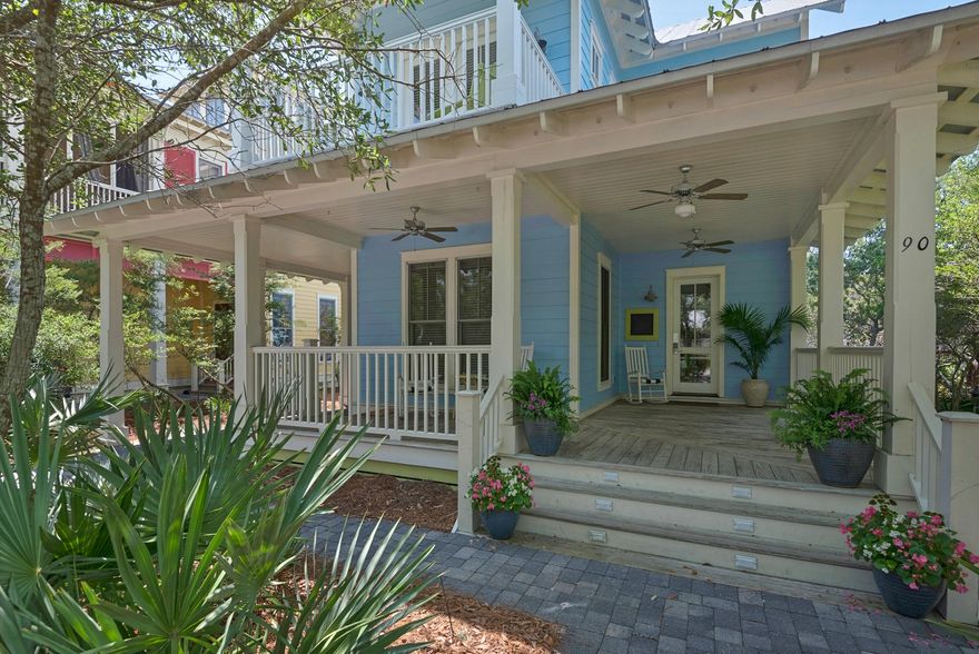 Prime Location! This beautifully maintained home is located right in the heart of Watercolor, Phase I. Home is Located on a quite street (Silver Laurel Way) backing up to Seaside and is adjacent to the sand path that leads to Seaside. The back yard is wooded and private as well as the side yard which has lots of trees and protected area. This home is 2 blocks from the Gulf of Mexico, Watercolor Beach Club, Town Center, Shops and restaurants. With 4 large bedrooms, 5 baths and an additional bunk room, this home is perfect for large families and friends. Open floor plan offers kitchen, living and dinning room with a fireplace to relax and enjoy the ambience. With 2 large porches this home offers great outdoor space and privacy to relax. Also gulf view from the 3rd floor bedroom.