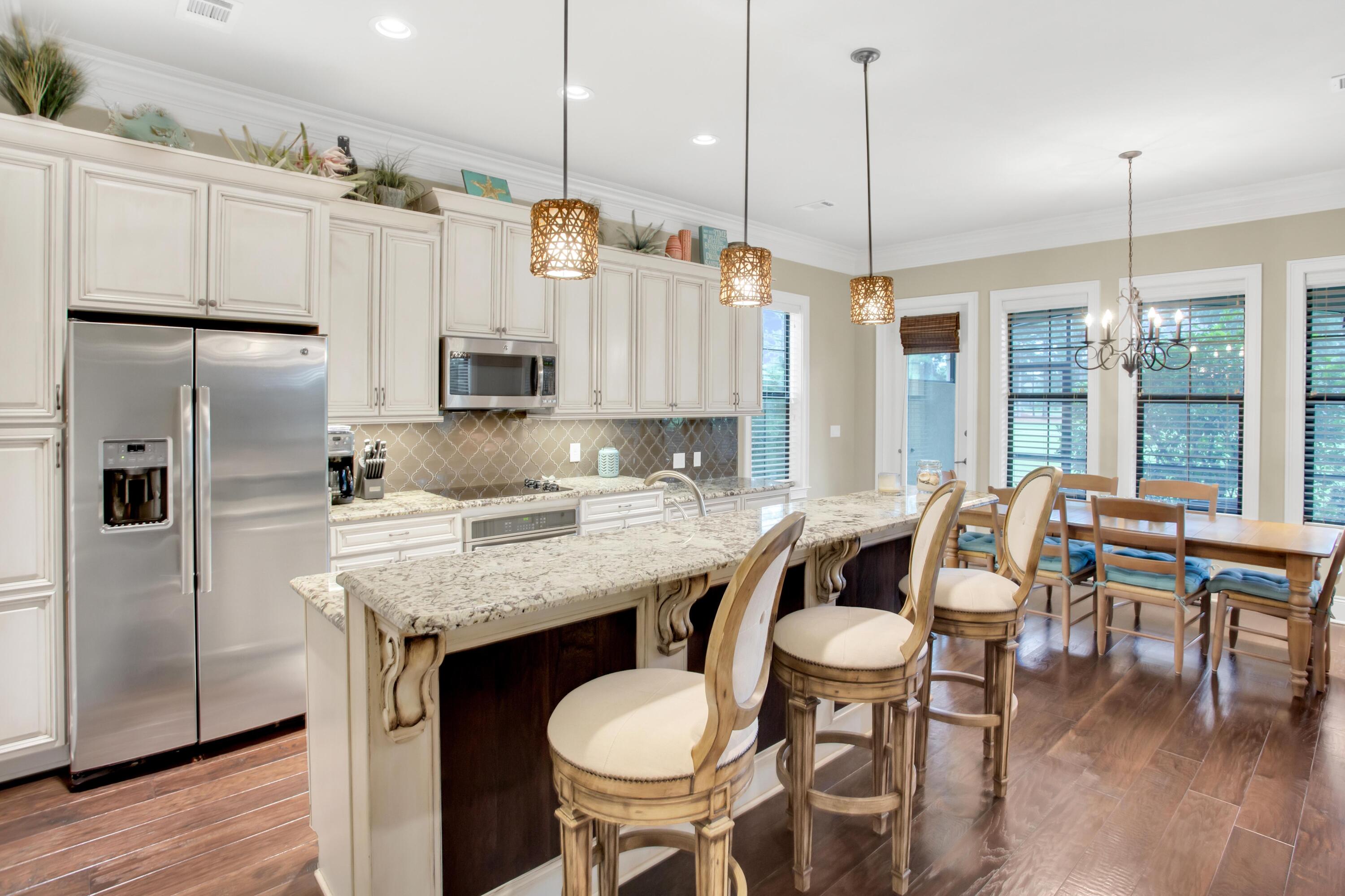 Overlooking 6th hole of the Baytowne Golf Course. One of a kind, one owner, custom designed & custom built in 2016 by Ascot Builders, this is an exceptional ownership opportunity. Used 6-10 weeks per year as second home, this beautiful property has never been on a rental program. Don't let that fool you. Spacious design with over 2600 Sq. Ft. of well planned and expertly crafted features. 10 Ft ceilings and crown molding throughout first and second floor. 4 Full bedrooms, plus bunkroom that sleeps 6, this home comfortably accommodates 12-14 guests. 80 Gallon Voltex Water heater, seal spray insulation, deluxe soundproofing, kitchen w/remote workstation, ring thermostats and security cameras allows remote control of HVAC and visibility. Offered fully furnished with golf cart included.