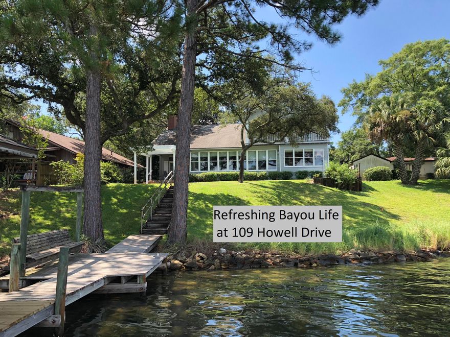Living on Cinco Bayou is the best of all waterfront worlds along the Emerald Coast. You have the beauty of the water, clear enough to watch the fish and dolphins from your dock, plus the shelter of the bayou. Cinco Bayou connects directly to the Choctawhatchee Bay so you are minutes by boat from everything our area has to offer as a coastal community. This property is your opportunity to leave the inland life behind. The main house has two master bedrooms (one downstairs, one upstairs) with bathroom suites that include separate showers and large soaker tubs. There is an additional bedroom upstairs that could serve almost any role as it connects to an extra deep covered porch, perfect for shade and catching a breeze on a hot day. Downstairs you can enjoy water views from the living