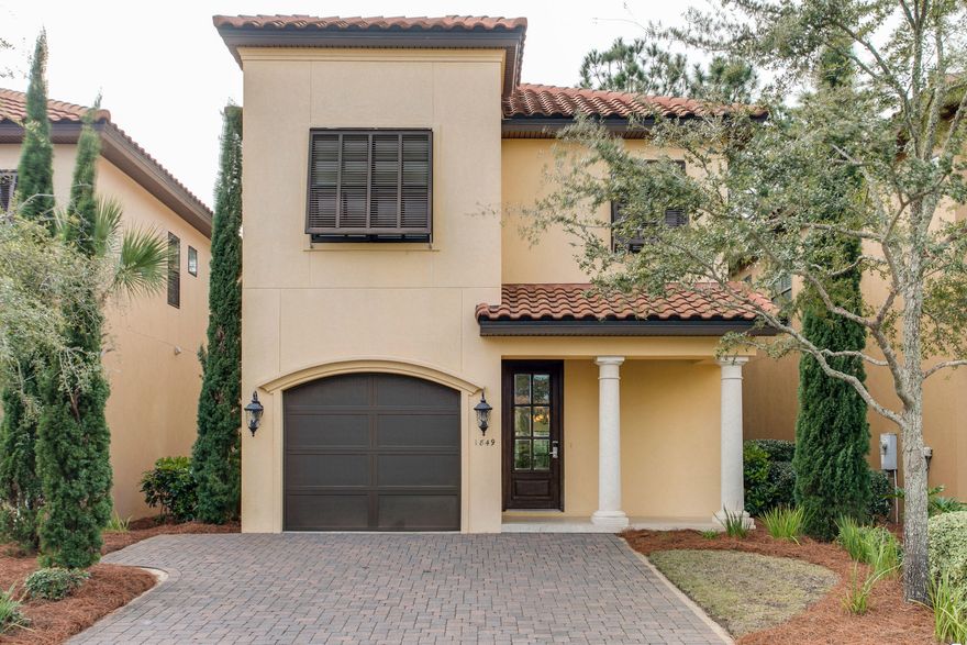 FULL OF LIGHT  This house of sun-filled spaces make for a ''Happy Place''. Bedroom & full bath on first floor! This four bedroom, four bath house plus garage located in Villa Lago is ready for you to enjoy or ''rental ready.'' The attractive kitchen features granite stainless steel appliances, pretty cream cabinets, & a spacious pantry. The open floor plan connects the kitchen, living area, & dining area. Doors from the living area opening onto a covered patio providing even more space. The patio overlooks the golf course & is shaded by numerous palm & pine trees. The upstairs houses three more bedrooms & three baths & a laundry room with a full-size washer & dryer. The spacious master bedroom suite has a luxury bath with doors opening onto a private balcony for your morning coffe Villa Lago offers residents & their guests a community pool & clubhouse & allows you to take advantage of the many amenities Sandestin Golf and Beach Resort has to offer - miles of white sandy beaches, four championship golf courses, tennis courts, miles of biking/walking paths, bayside marina, fitness center and spa, resort activities, and the pedestrian Village at Baytowne Wharf. You are a short distance from fabulous shopping and dining in the Resort or at Grand Boulevard. All information deemed reliable but not guaranteed.