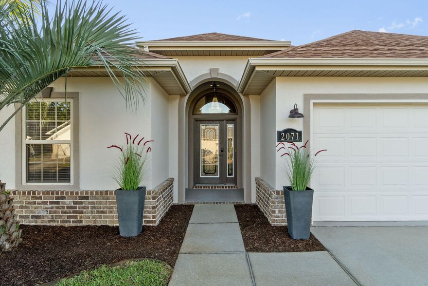 Stunning Renovated Home in Desirable Community!If you're seeking a low-maintenance lifestyle, look no further! This beautifully renovated 3-bedroom, 2-bath home spans 1,870 square feet and boasts an architectural interior design with a bright, open floor plan and soaring vaulted ceilings.Step inside to discover gorgeous vinyl flooring that flows throughout the home, complemented by a trendy, freshly painted interior and an inviting exterior facade.  Replaced all the fixtures, ensuring a modern touch in every corner and a new water heater.The kitchen is a chef's dream, featuring sleek new appliances, a stylish backsplash, and a hood vent that enhances its aesthetic appeal. Enjoy ample storage space with a walk-in pantry and two spacious master walk-in closets. The home also includes a convenient two-car garage for your vehicles and toys.
Relax and entertain in your super cute, low-maintenance private courtyard, which is perfect for outdoor dining on the large patio. The front yard offers tons of curb appeal with fresh sod and landscaping, creating an inviting entrance.
Located in a vibrant family community that includes a pool for residents and their guests, you're just a short drive away from gorgeous beaches and shopping, and within 20 minutes of Hurlburt Field.
Don't miss out on this gem! schedule a viewing today!