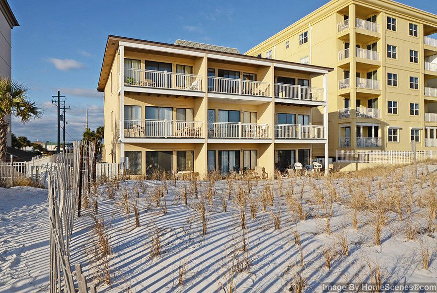 If your #1 priority is getting your toes in the sand, Tiki Beach Condo is the perfect beachfront property for you! With low HOA dues and high rental return you won't want to miss this opportunity! Unit 13 is located on the first floor and allows you to walk right out from your living room onto the private patio and into the sand with direct access to the Gulf of Mexico. Condo is offered furnished with the exception of the 7pc living room furniture & a short list of other personal accessories. Rental ready with great guest history!