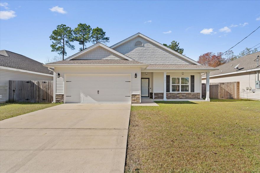 Looking for a Move-In Ready, Affordable 3-Bedroom, 2-Bath Home? Look no further! This beautifully maintained, like-new home is waiting for you to make it your own. Built in 2017, it offers modern features and peace of mind, all while being close to the stunning Emerald Coast and military bases. Step inside to find gorgeous like wood-plank flooring throughout all main living areas, giving the home a sleek, cohesive feel. The spacious, open-concept living area is perfect for entertaining, and the kitchen is sure to impress with granite countertops, beautiful grey shaker cabinets, and Samsung stainless steel appliances. You'll love the oversized breakfast bar and separate eat-in dining area, ideal for casual meals or family gatherings. The large Master Bedroom provides a peaceful retreat and flows seamlessly into the Master Bathroom, featuring double vanities, two walk-in closets, a separate toilet room, and an oversized soaker tub/shower combo. On the other side of the home, you'll find two additional bedrooms and a guest bathroom that mirrors the kitchen with its granite counters and matching cabinetry. This home is perfect for anyone looking for style, comfort, and convenienceall at an affordable price! Don't miss your chance to own this amazing home in a prime location. Schedule your showing today!
