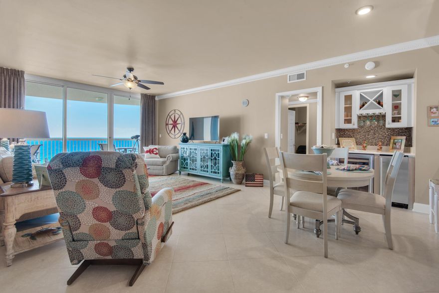 Spectacular unobstructed, forever views from this 9th floor, 3 bedroom/3 bath condo located on the east side of St. Thomas. This is the ultimate short term rental restricted condominium in all of Destin.  With 1000 ft. of beach frontage, you will be mesmerized by the direct gulf views from every single room. The large, covered terrace is accessible from the living area and all 3 bedrooms. A semi-private elevator opens directly into the condo's foyer. The unit has been renovated with tile floors throughout, updated kitchen and baths and sold totally furnished. St. Thomas is a secure entry building with garage parking, a beautiful lobby, library, grill areas and private beachside pool and hot tub. In addition, owners have access to the large lagoon pool, kiddie pool and additional hot tub