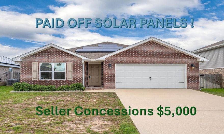 SOLAR PANELS PAID OFF! This Stunning Cali floor plan in the desirable Redstone Commons Community. Spacious open-concept design, the kitchen features large granite countertops/stainless-steel appliances, all flowing seamlessly into the bright and airy great room. The private Owner's Suite is tucked away at the rear of the home, with the bath having dual sinks, and a large 5' shower. Additional highlight of this home is the PAID OFF - SOLAR PANELS, providing low utility bill. Covered Screened porch. Community amenities, resort-style pool, clubhouse gazebo, dog park, and playground.  Convenient location with quick access to local bases. This home is truly move-in ready, modern features, comfort, and efficiency. SELLER IS OFFERING CONCESSIONS $5,000