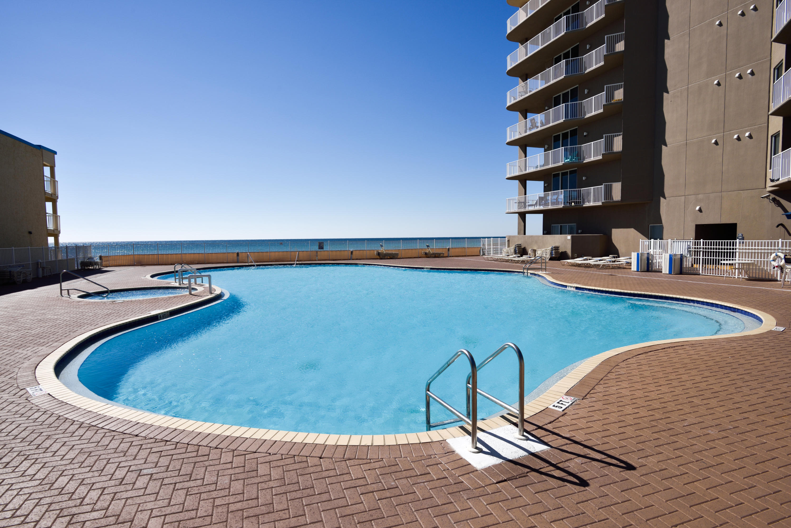 Take a look at this excellent ''L'' Plan at Tidewater Beach Resort in Panama City Beach, Florida featuring a gulf front master bedroom, and bunk area. Tidewater is hands down one of the best buildings on the beach. Tidewater features amenities such as a Gulf front gym, 4 hot tubs, 2 outdoor pools, 1 indoor heated pool, game room, saunas, steam rooms, a restaurant, poolside Tiki bar, a convenience store, movie theater, covered parking, a conference room & an owners lounge. Only 1/2 mile to PIER PARK!!!