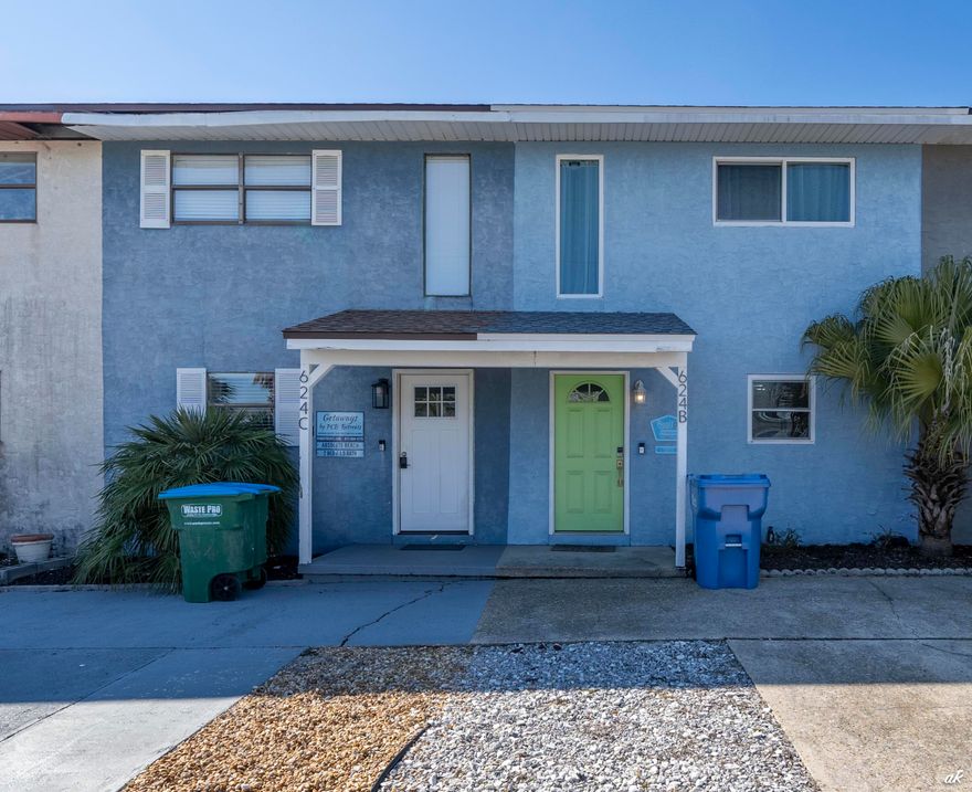 Ideally located near Open Sands Shopping Center and Beach Access 51, this spacious townhome offers easy access to the beach, dining, and entertainment. Enjoy nearby attractions such as putt putt, go-karts, and Funland, along with popular restaurants including Local Steamer, Autentika, Sharky's, Senor Frog's, and Runaway Island--all within walking distance. The main level features tile flooring throughout the living area and a kitchen equipped with granite countertops and stainless steel appliances. Upstairs includes two bedrooms, a full bath, LVP flooring, and a private balcony. Roof replaced in 2019. The storage room has been updated with new drywall and door. An excellent opportunity for a short-term rental or beach getaway.