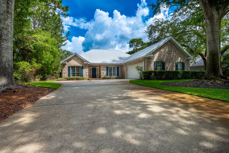 **Single-Owner Home in Bluewater Bay with Pond Views & Bonus Room**Located in sought-after Bluewater Bay, this 3-bed, 2.5-bath home features a split floor plan, spacious primary suite with walk-in closet, and dual sinks in both full baths. The eat-in kitchen offers new granite counters, breakfast bar, and a second sink ideal for a wet bar or coffee station. Enjoy the enclosed 4-seasons bonus room (237 sq ft) overlooking a peaceful pond on a level 1/4-acre lot.Upgrades include metal roof (2018), HVAC (2023), and gas water heater (2022). Oversized garage with rear golf cart door. Coffered ceilings in family room and primary bedroom. Termite bond in place since construction. Just a short walk to pickleball courts and the club house.  A quick drive to the marina, community pool and the Destin Beaches. Zoned for top-rated schools.

