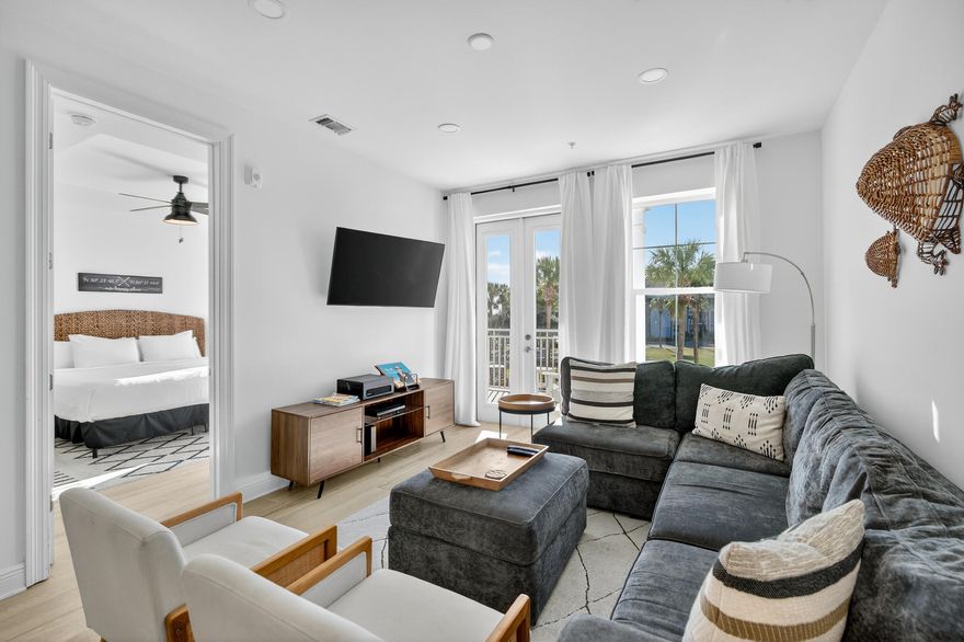 ''Tipsea Turtle'' is a modern 2BR/2BA condo with built-in bunks in Gulf Place Residences, a newer low-density community built in 2022 that blends contemporary design with relaxed coastal charm. Located at the corner of 30A and County Road 393 in scenic Santa Rosa Beach, it's just steps from the beach and offers a vibrant 30A lifestyle where the natural beauty of the coast meets an active, close-knit community with plenty to see and do year-round.Inside, this bright and airy home features high ceilings, oversized windows, and an open layout flooded with natural light. Durable wood-look tile flows throughout for easy upkeep without sacrificing style. A private balcony overlooks the event lawn, perfect for morning coffee, evening sunsets, or simply enjoying the coastal ambiance. The gourmet kitchen boasts a spacious island with seating for five, quartz countertops, stainless steel appliances, and custom cabinetry ideal for casual meals or entertaining. The master bedroom includes a king bed, private balcony access through French doors, and an ensuite bath with frameless glass walk-in shower, and dual vanities. A queen guest room, built-in twin bunks, stacked washer/dryer, and a ground-floor owner's closet add convenience and comfort. The HOA covers insurance, internet, water, cable, trash, groundskeeping, and management, making owning here stress-free.

Step outside to enjoy Gulf Place's resort-style amenities, including three pools (two heated seasonally), a relaxing hot tub, tennis and pickleball courts, grilling areas, a scenic outdoor amphitheater, walking trails, and three deeded beach accesses. Ed Walline Beach Park, along with nearby restaurants, shops, and other community amenities, is all walkable, while Topsail Hill Preserve State Park and Grayton Beach State Park are only a short drive away.